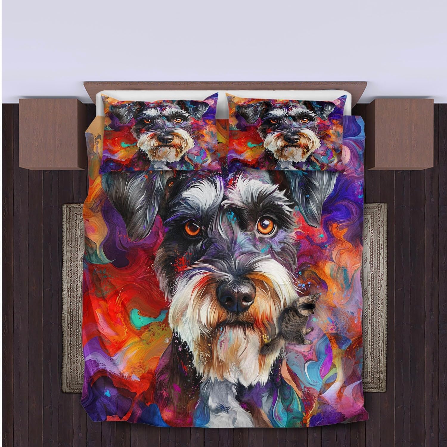 Custom 3D Print Dog Duvet Cover Set for Kids