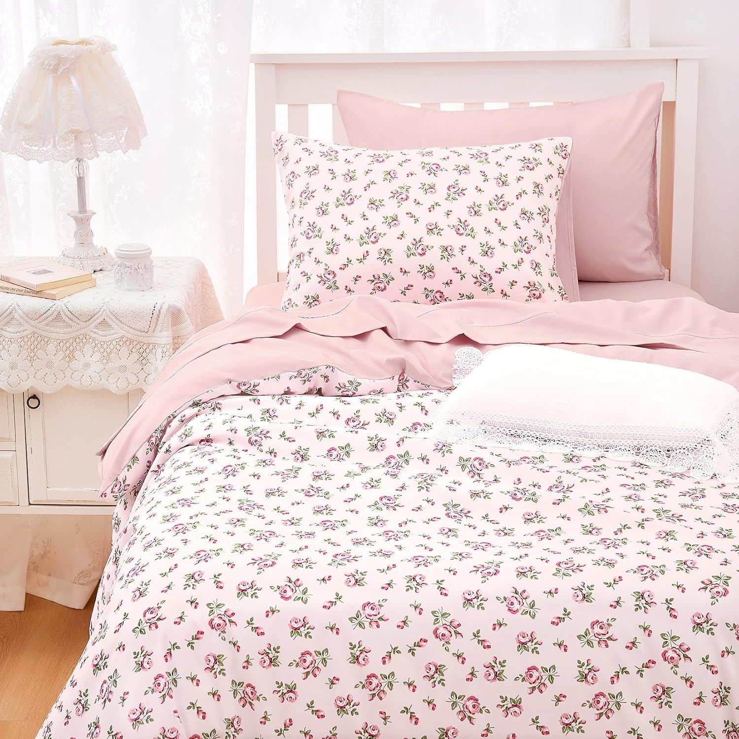 Wake In Cloud Coquette Duvet Cover Set Pink Floral