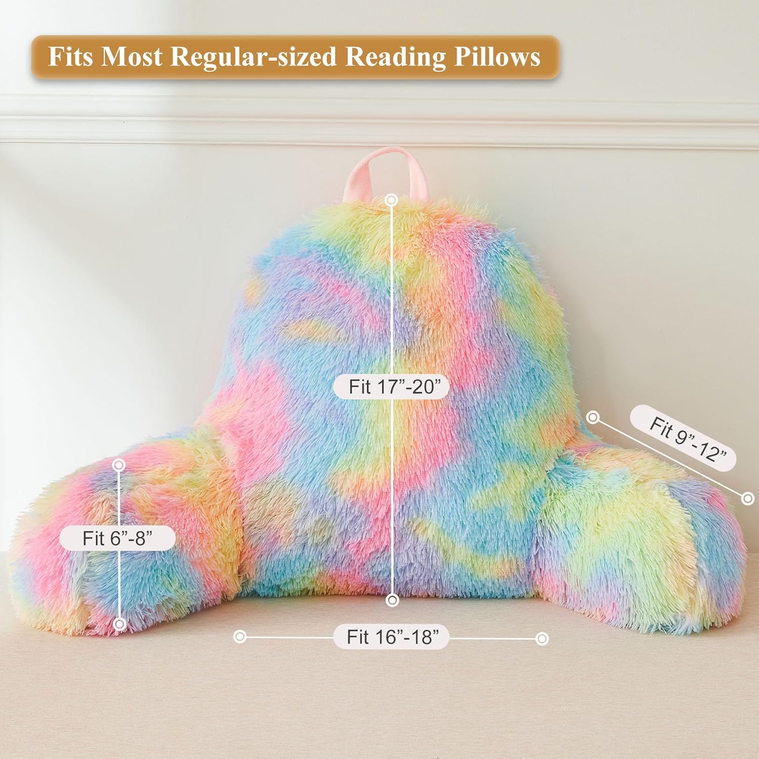 XeGe Fluffy Back Support Pillow Cover with Tie Dye Faux Fur