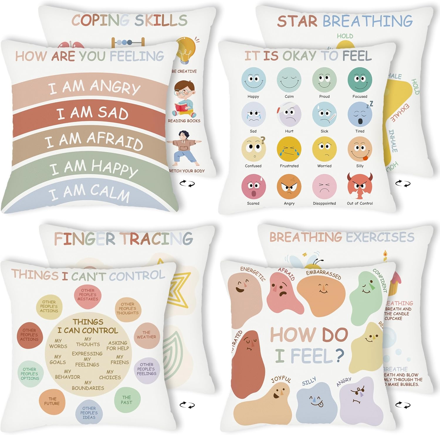 Boho Calming Corner Pillow Covers Set of 4