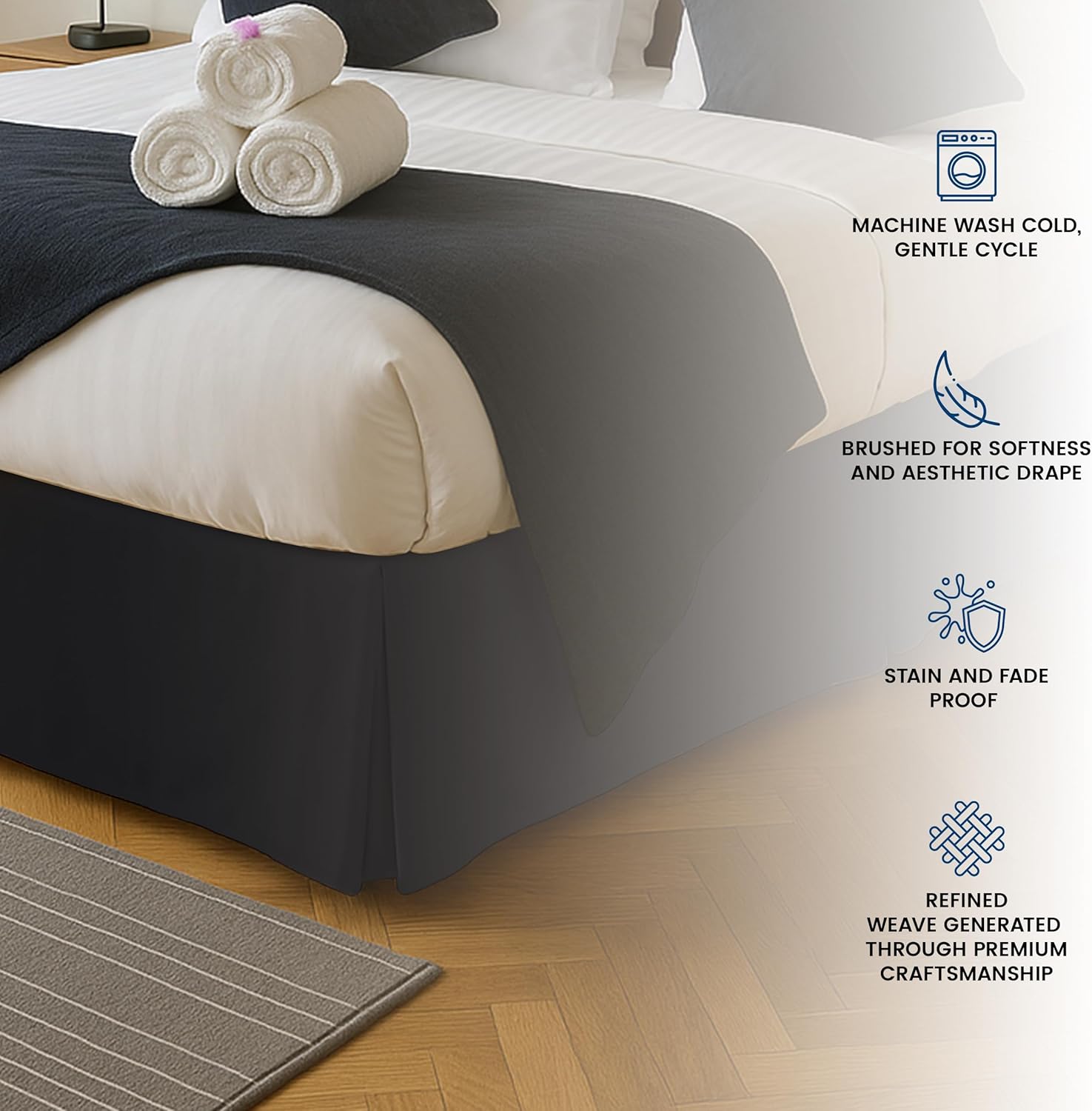 Utopia Bedding Twin Bed Skirt - Black Soft Ruffle 15 Inch Drop