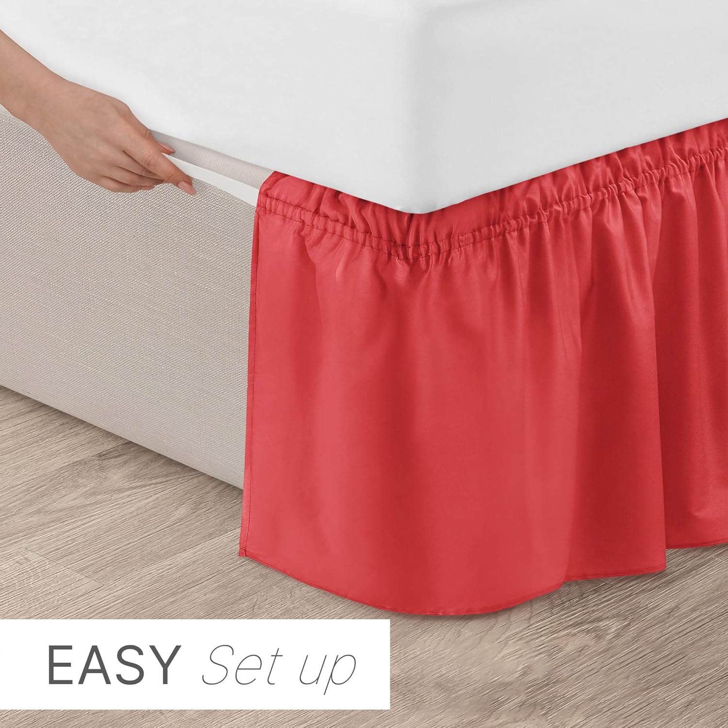 CGK Unlimited Wrap Around Dust Ruffle Bed Skirt 2 Pillowcases Bundle - Red