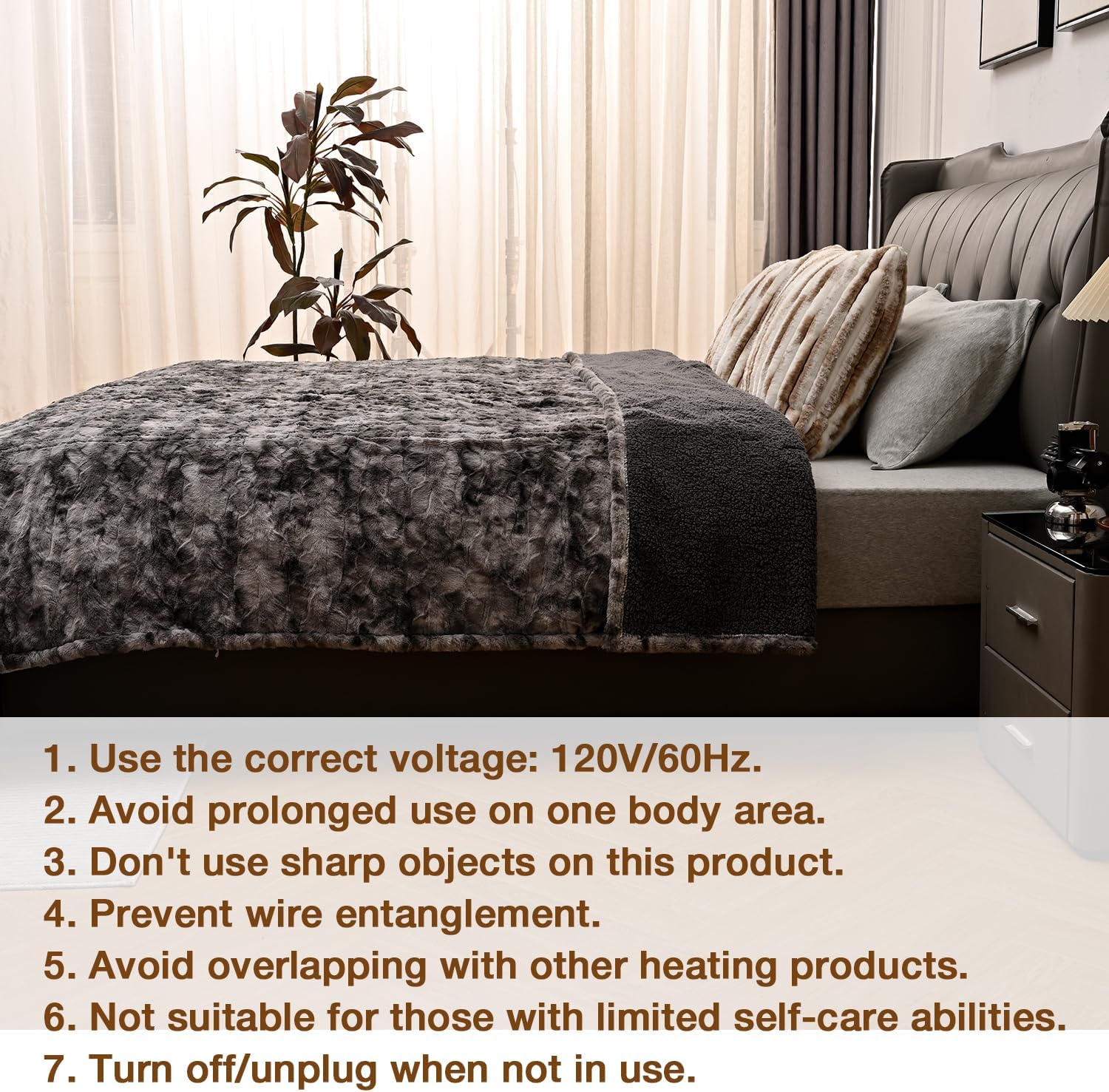 Bearhug Electric Heated Throw Blanket 50 x 60