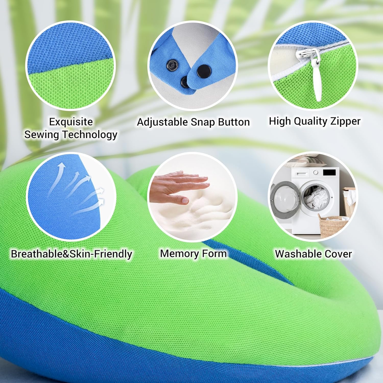 COOLBEBE Kids Travel Neck Pillow Bluish Green