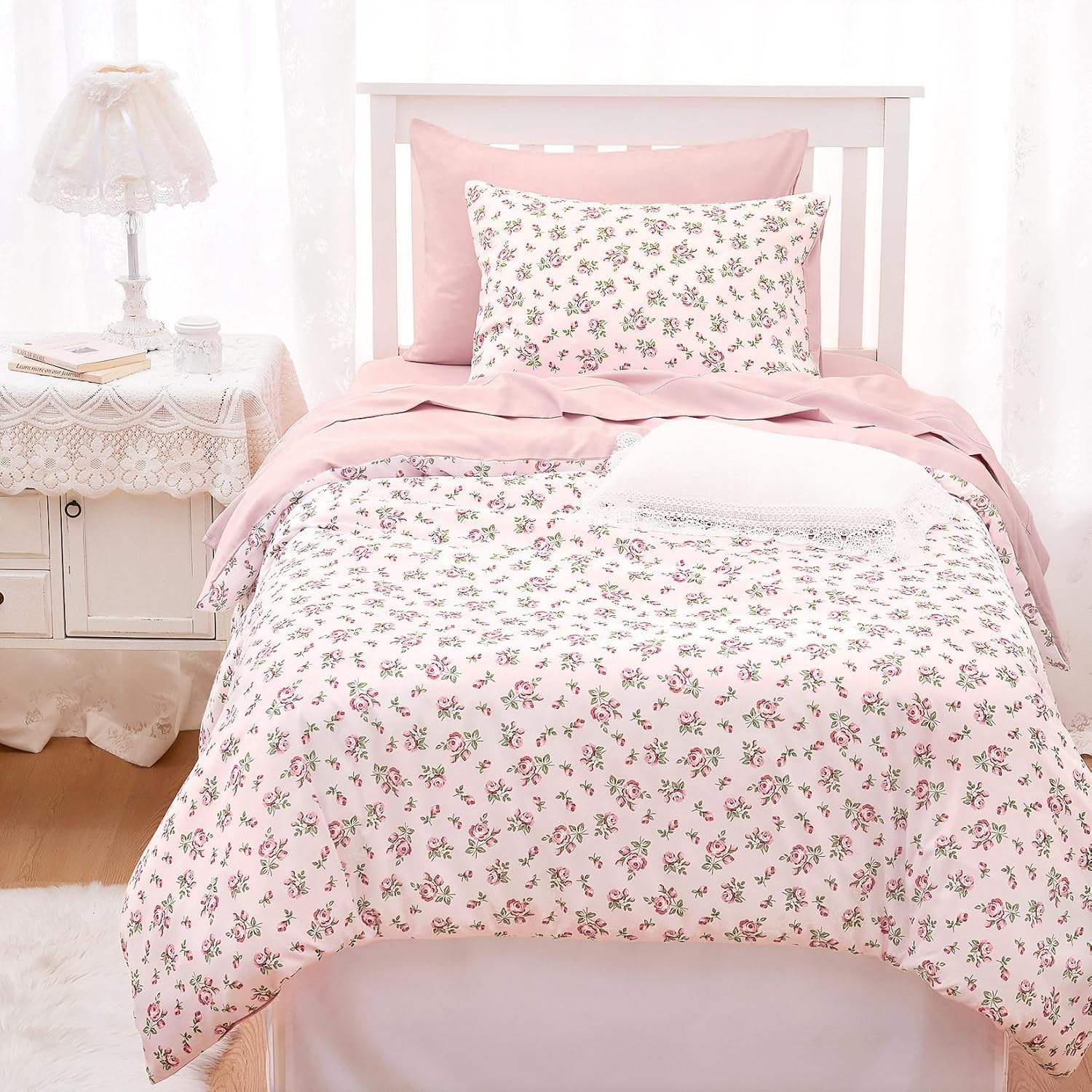 Wake In Cloud Coquette Duvet Cover Set Pink Floral