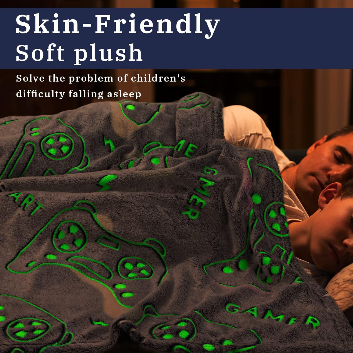 Glow in The Dark Game Controller Throw Blanket for Kids
