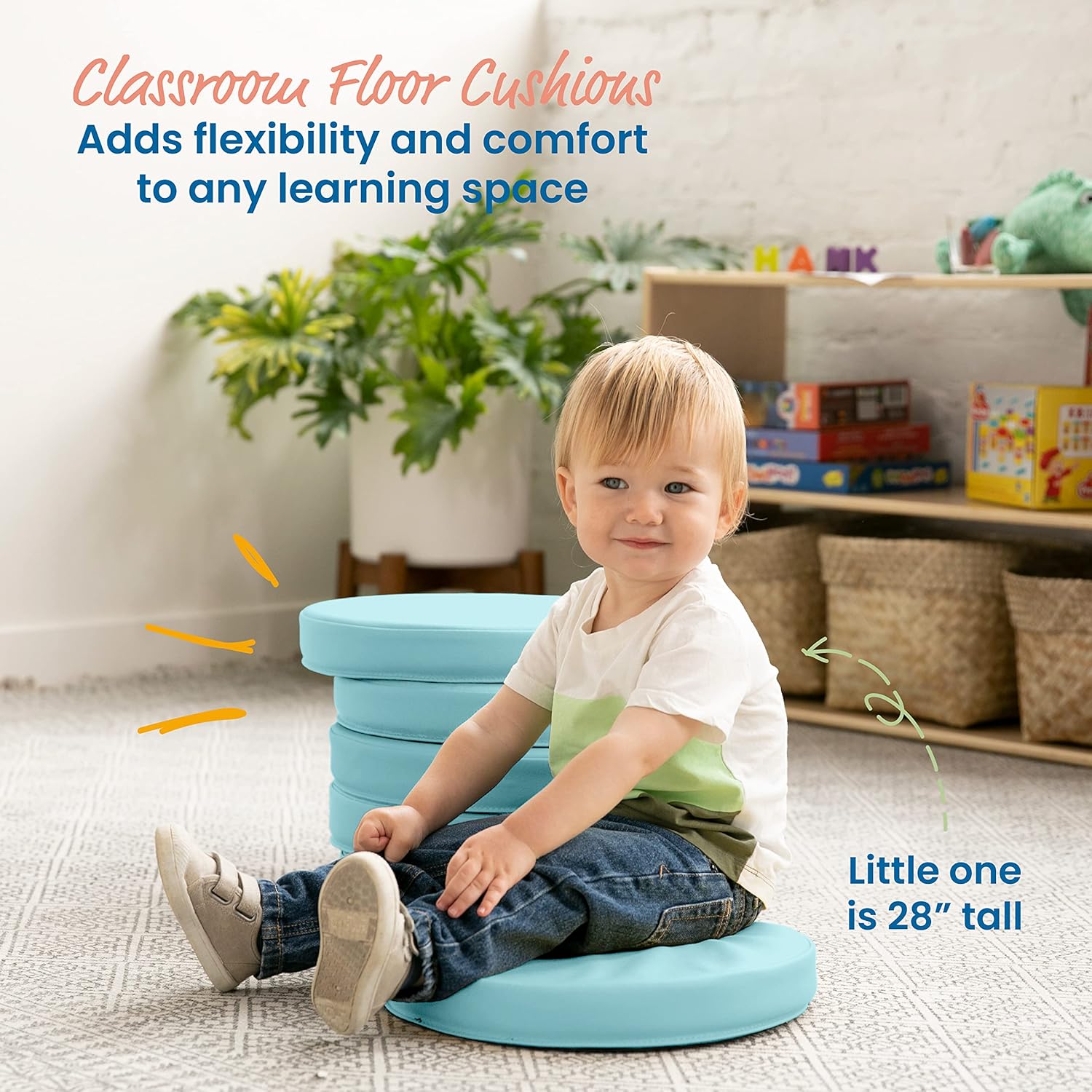 ECR4Kids Floor Cushions 6-Piece Set Soft Flexible