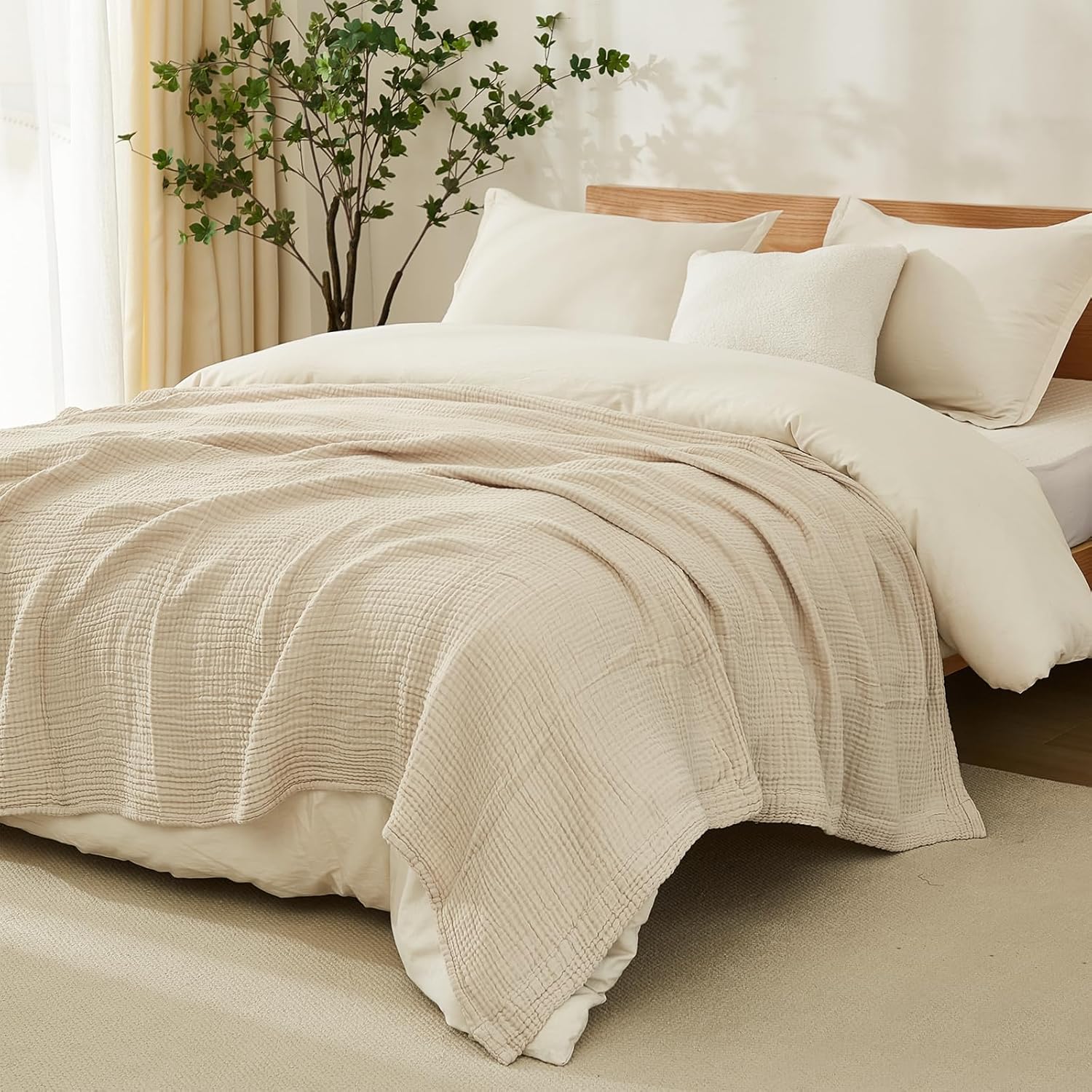 EMME Queen Size Cotton Blanket 90x90 Lightweight Breathable
