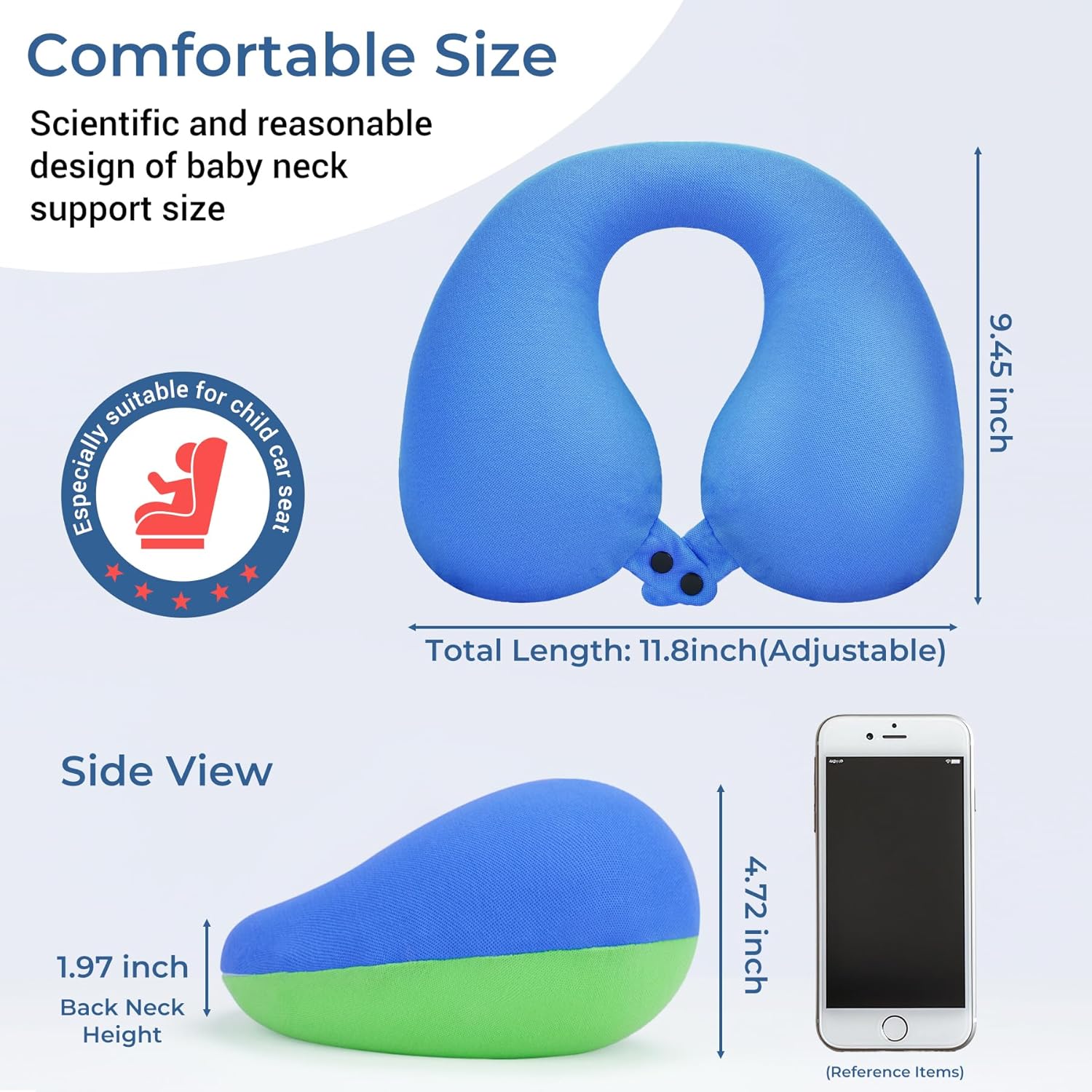 COOLBEBE Kids Travel Neck Pillow Bluish Green
