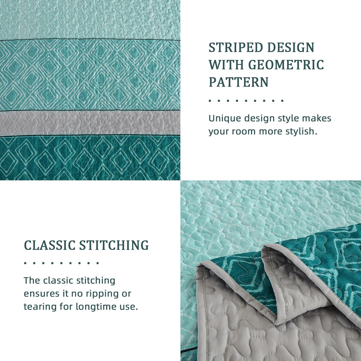 Cottolester Teal Quilt Set Queen Size 1