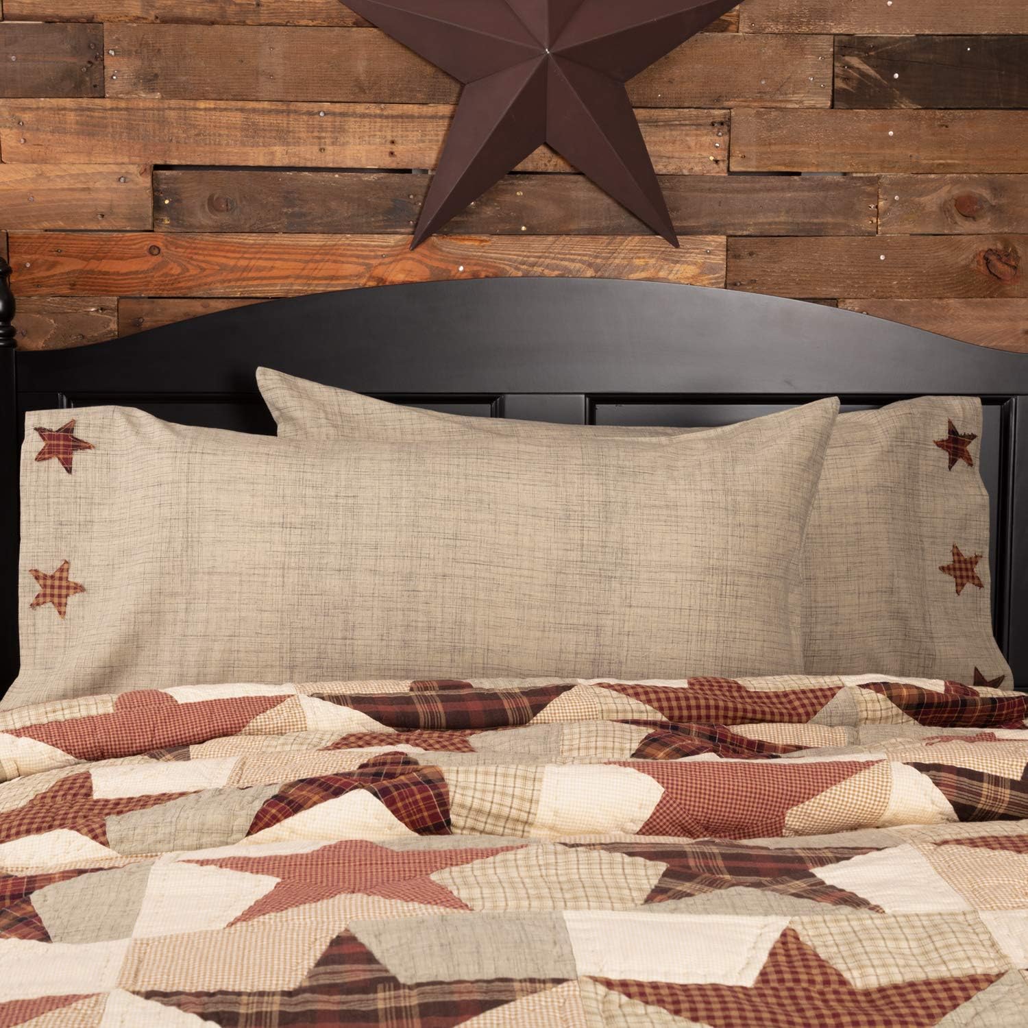 VHC Brands Abilene Star Pillow Case Set of 2 Tan
