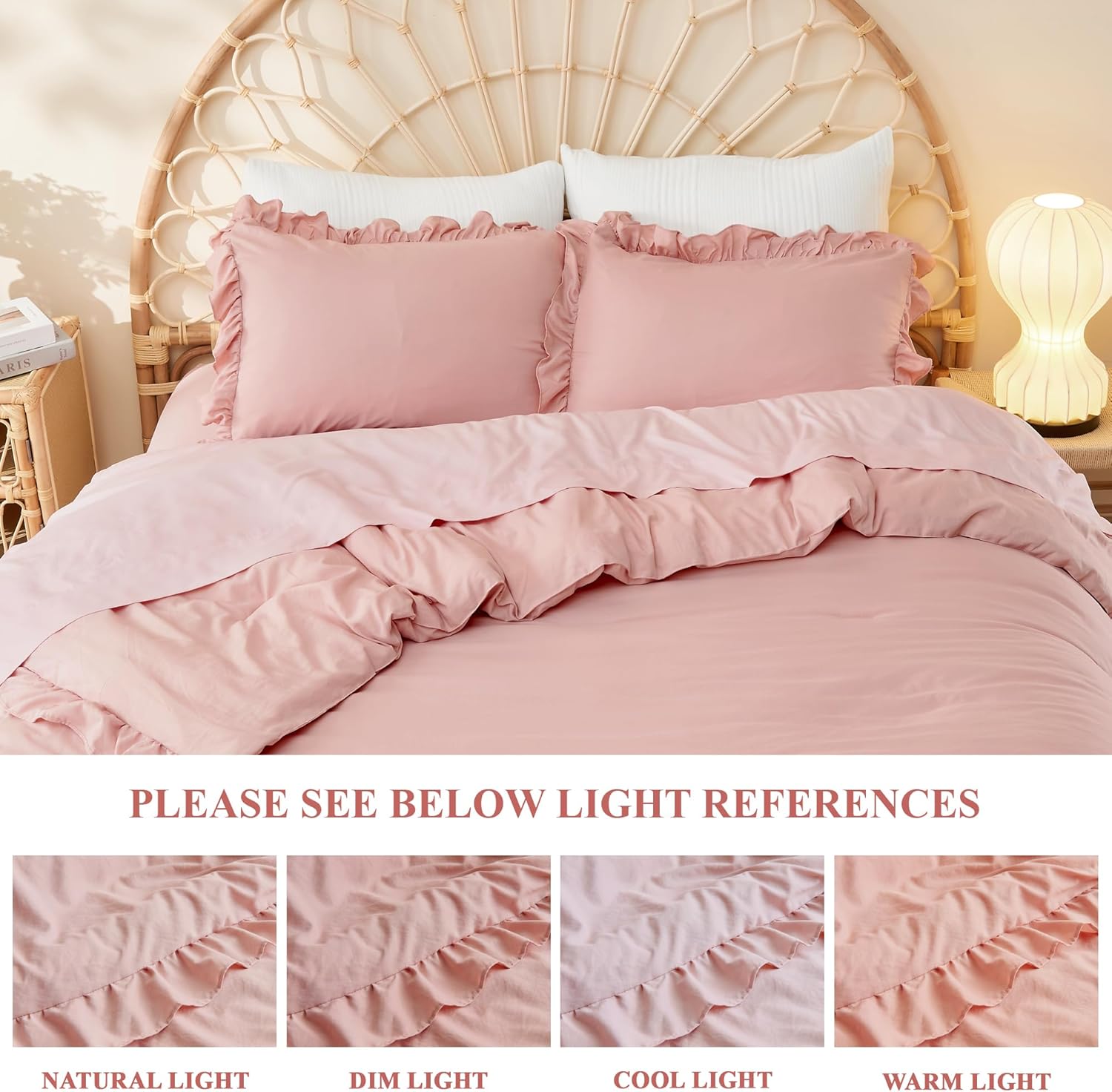 Litanika Blush Pink Ruffle Comforter Set 3 Pieces