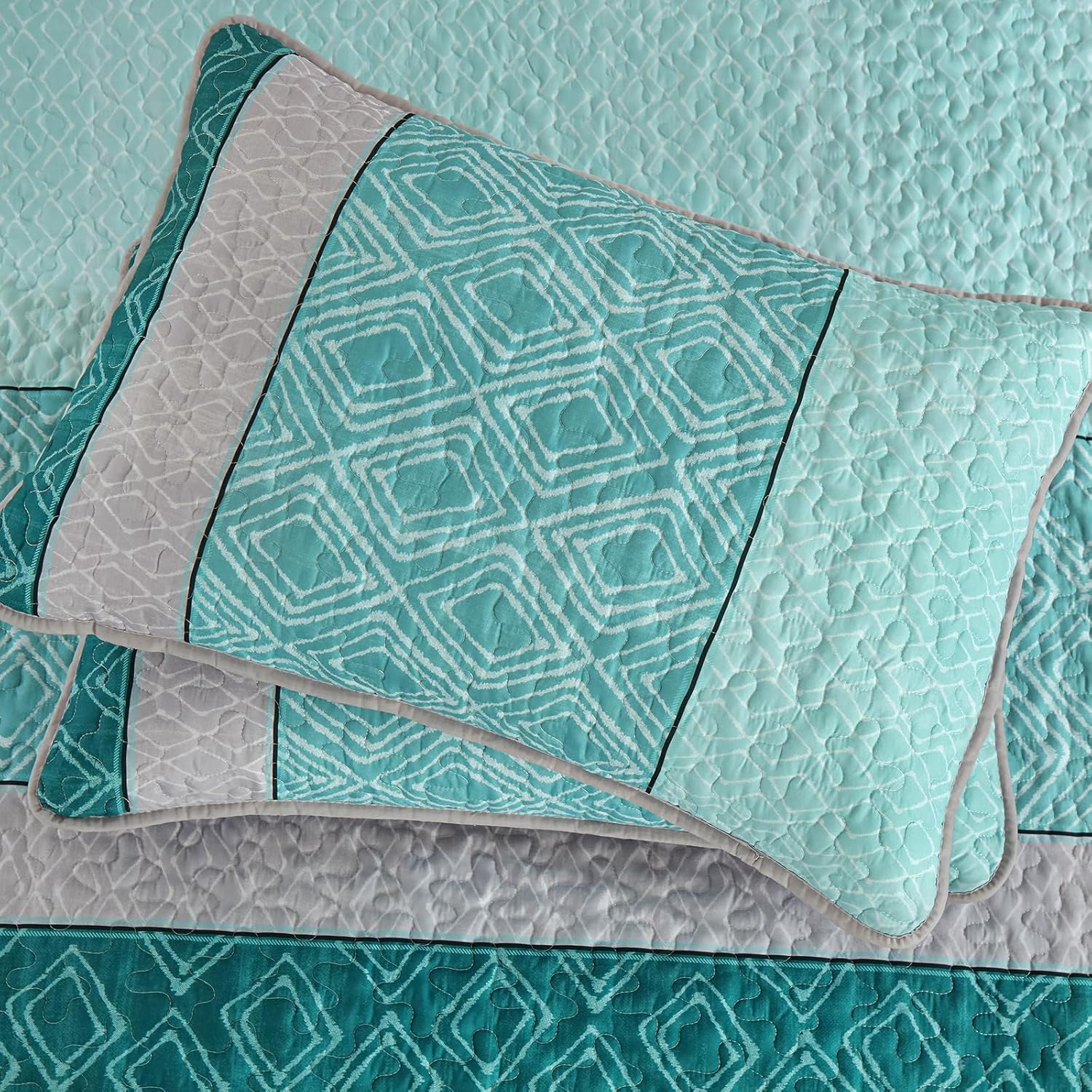 Cottolester Teal Quilt Set Queen Size 1