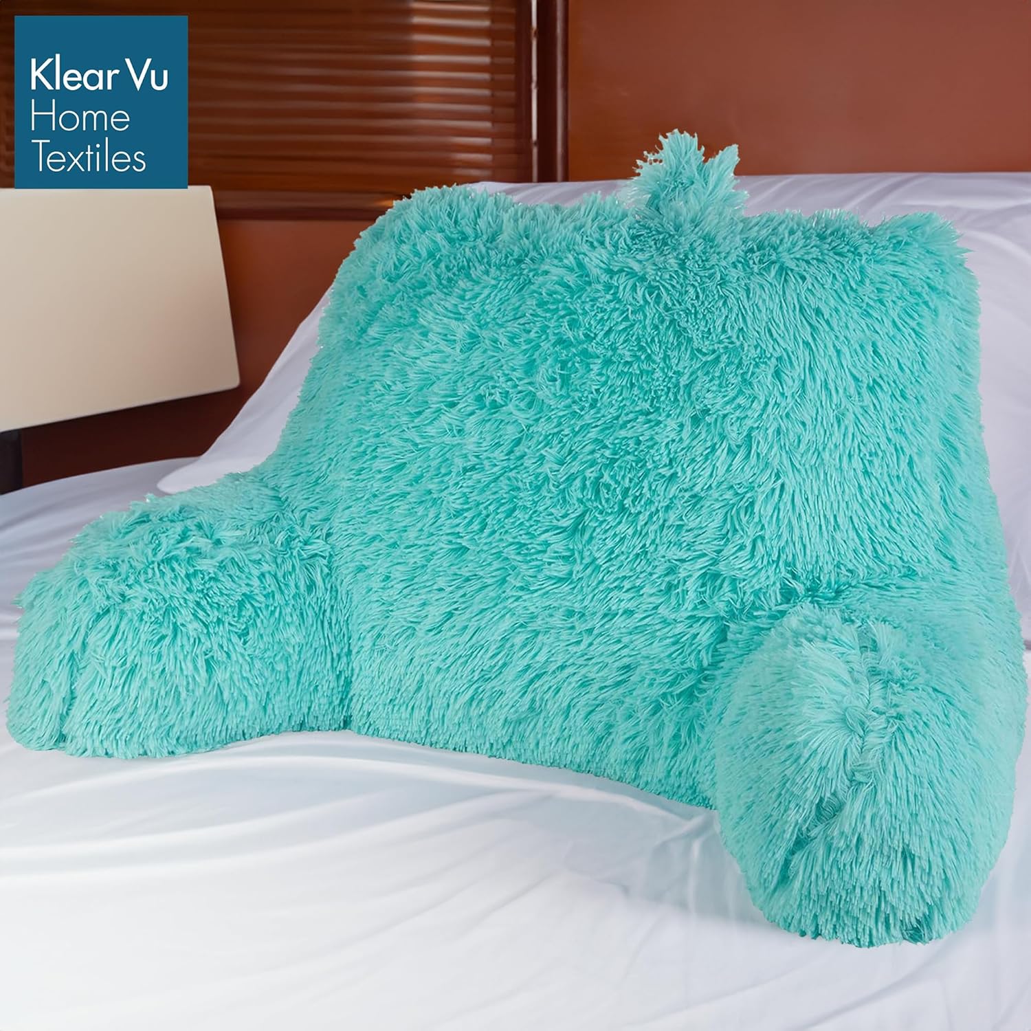 Klear Vu Shaggy Aqua Reading Pillow with Lumbar Support