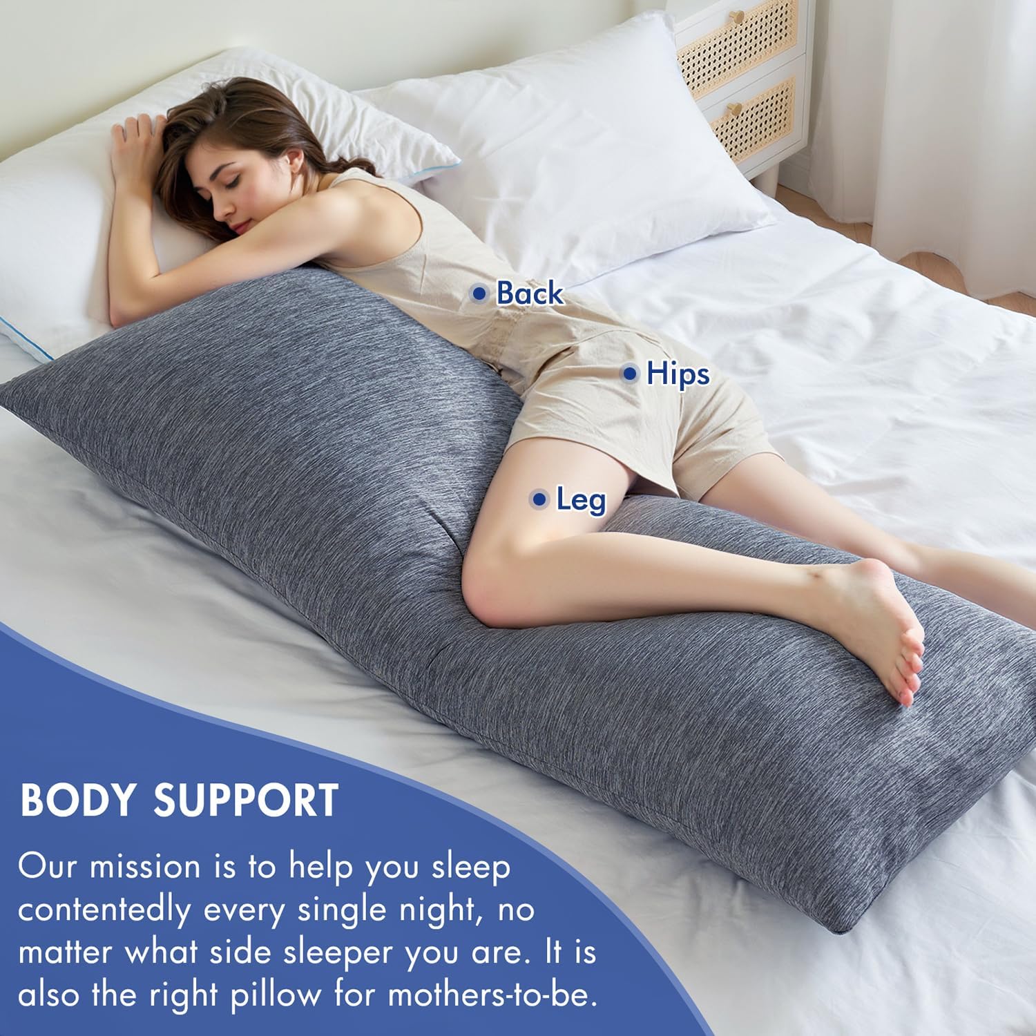 MIULEE Cooling Memory Foam Body Pillow for Adults