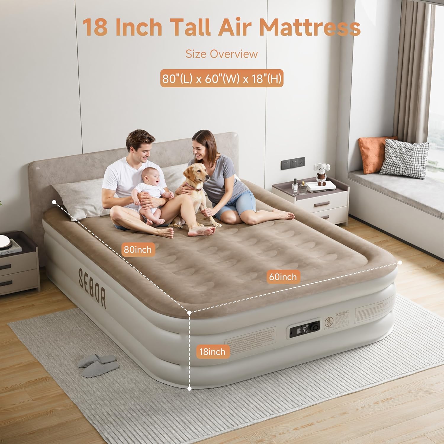 Sebor Queen Air Mattress with Electric Pump 18