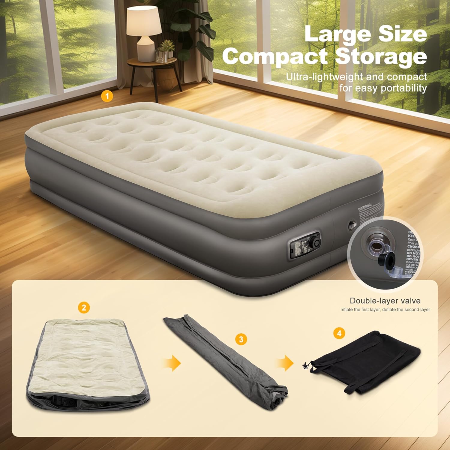 ALPHA CAMP 19 Twin Air Mattress with Pump and Pillow