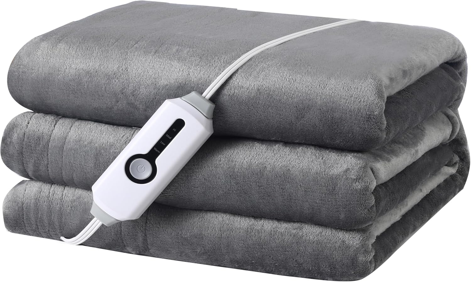 LaffyLo 72 x 84 Electric Heated Blanket - Light Grey