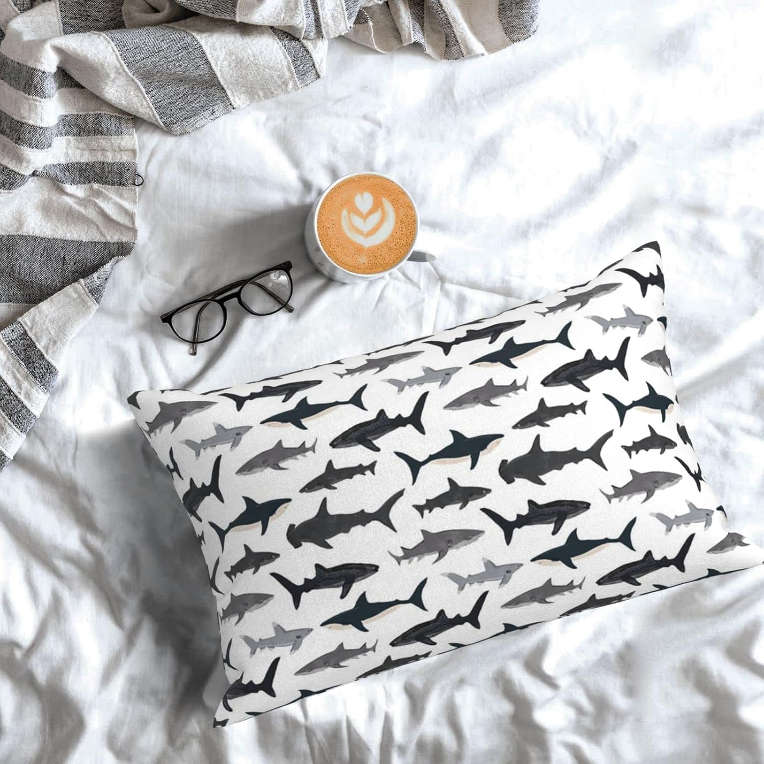LBHH Nautical Shark Pillowcase for Travel 14x20 in