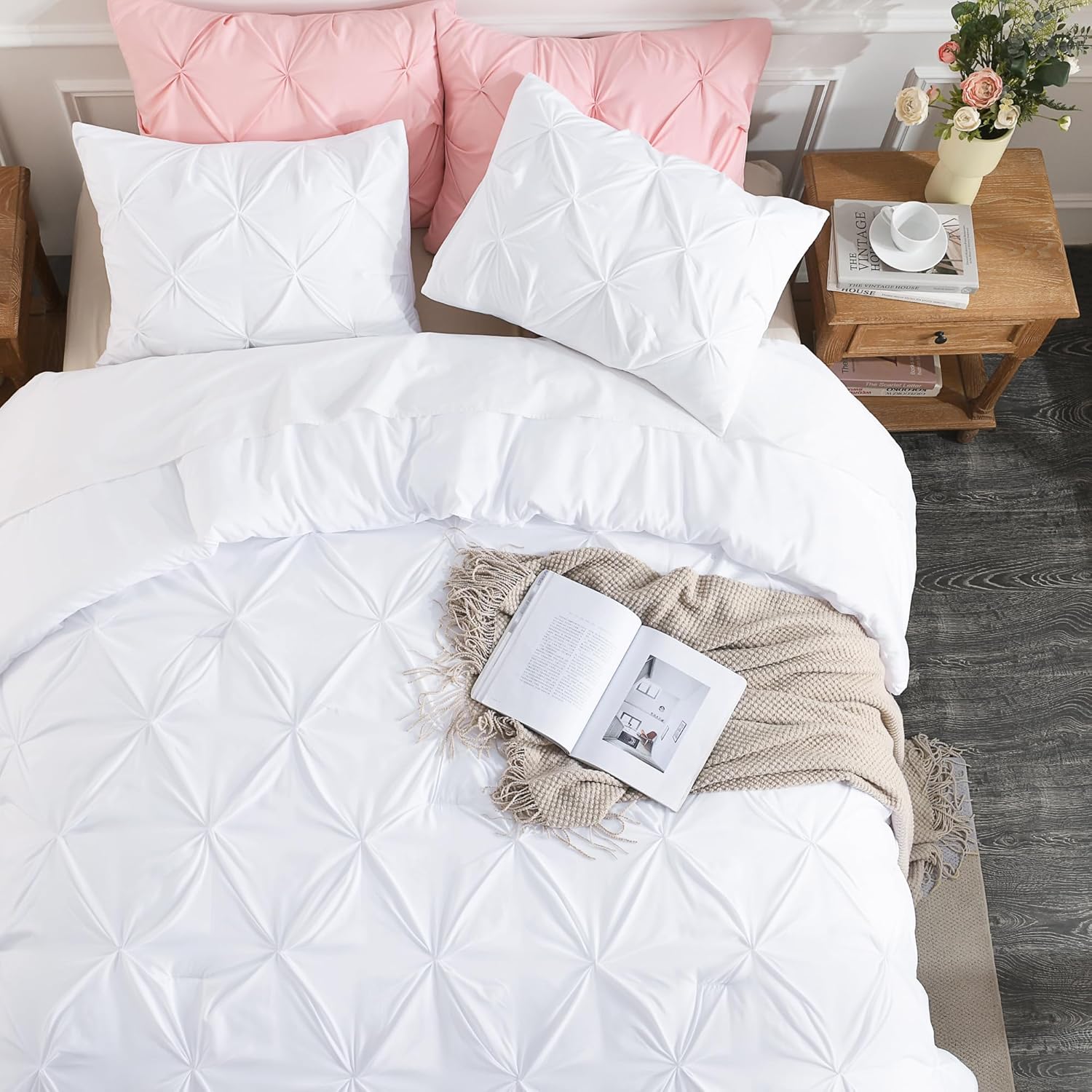 Andency White Queen Comforter Set 3 Piece