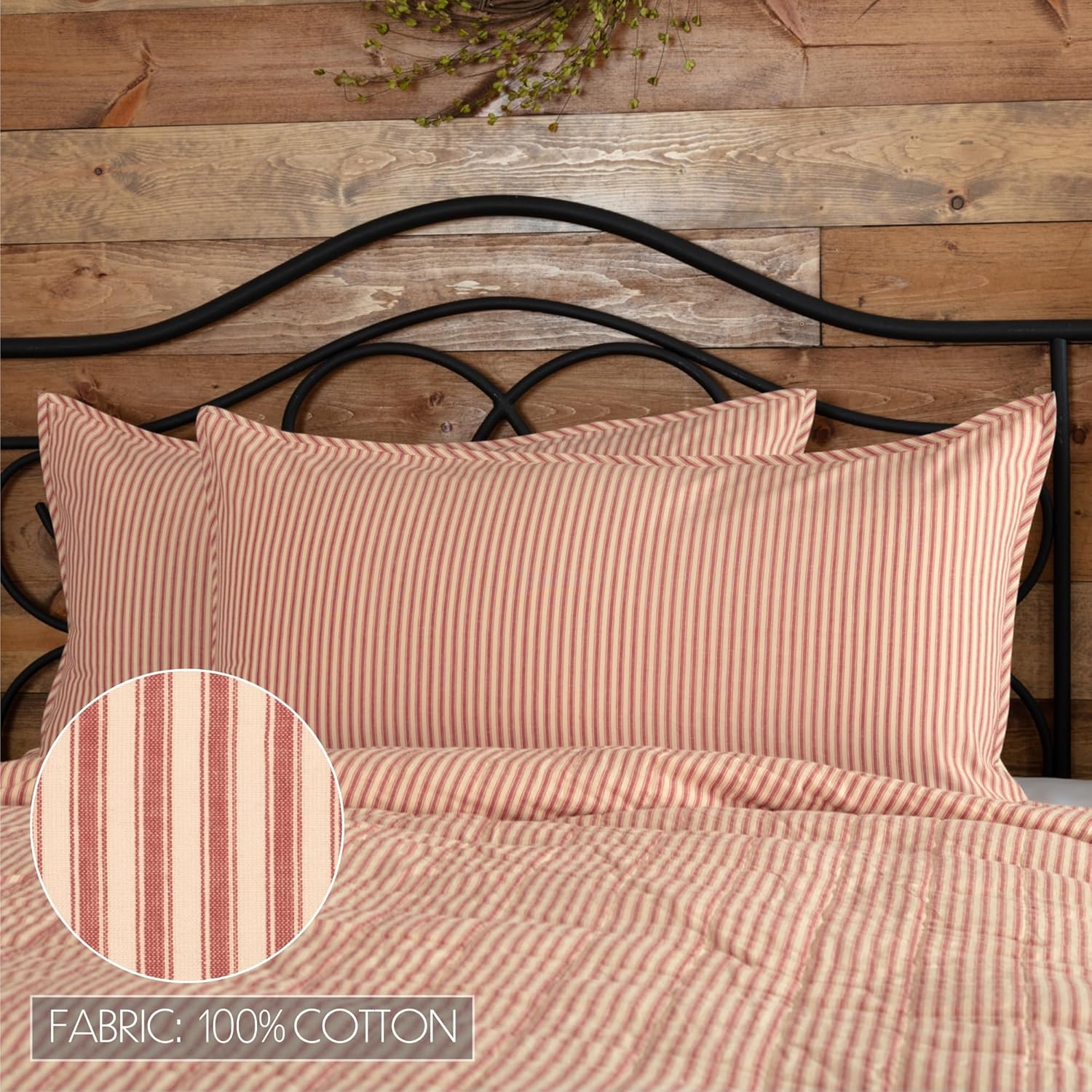 VHC Brands Farmhouse Stripe King Pillow Sham Cover 21x37