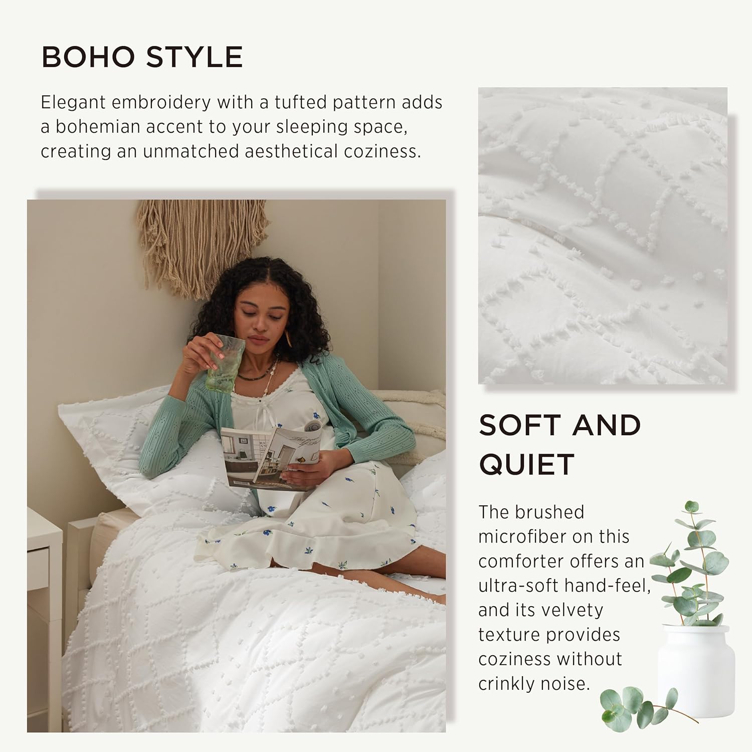 Bedsure Twin XL Comforter Set - Fluffy White with Pillow Sham