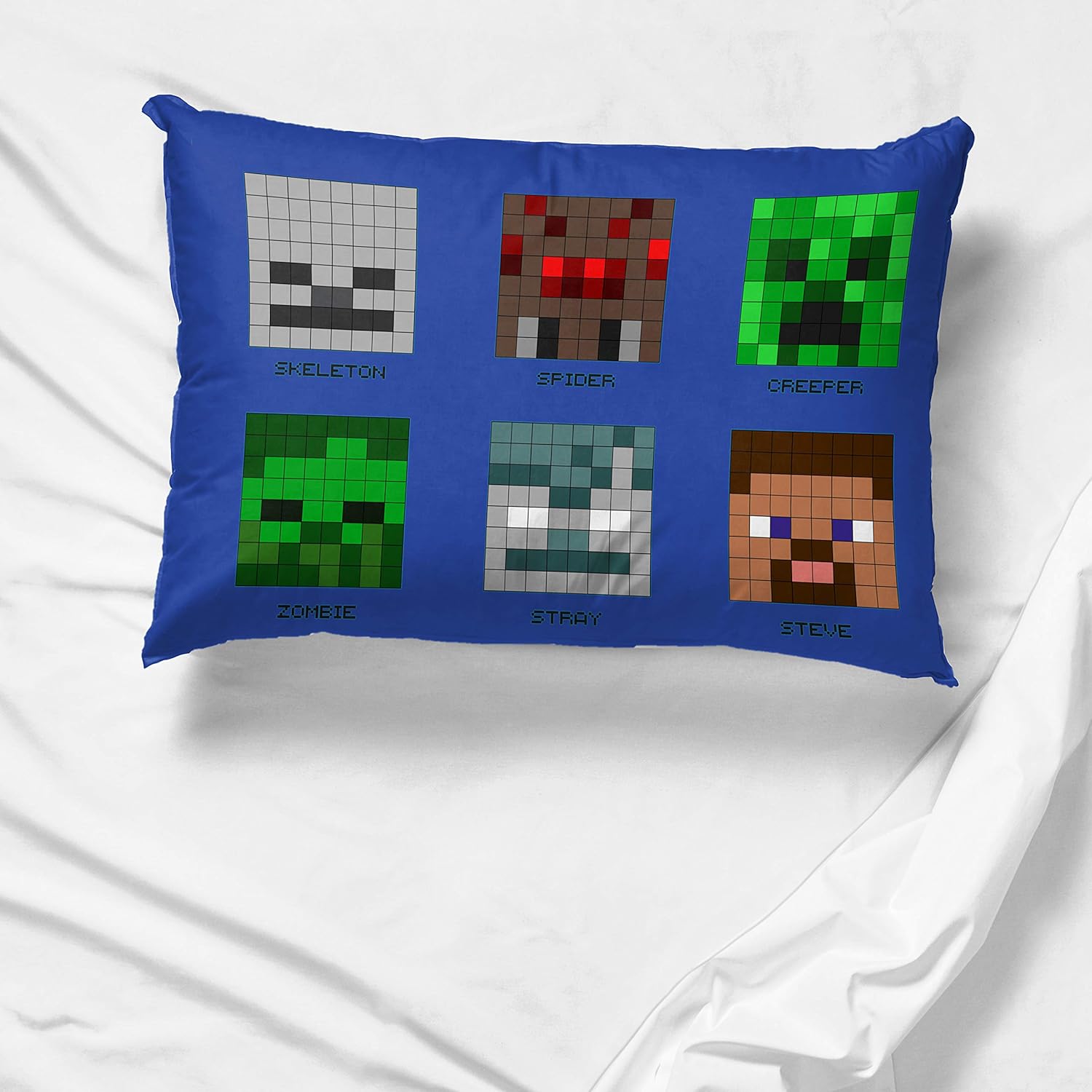 Jay Franco Minecraft Pixel Friends Single Pillowcase - Double-Sided Kids Super Soft
