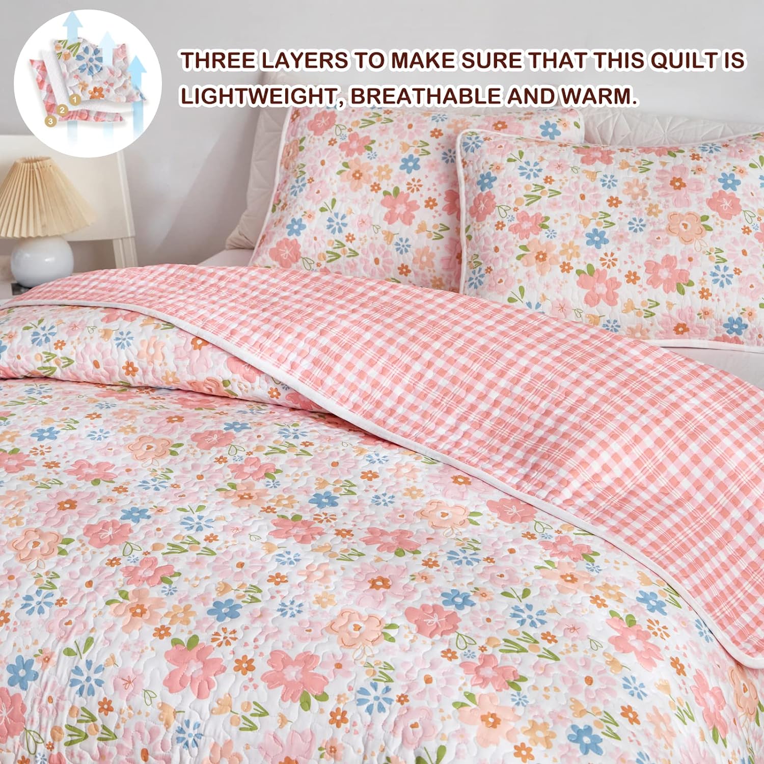 Joyreap 2 Piece Cotton Quilt Set for Girls