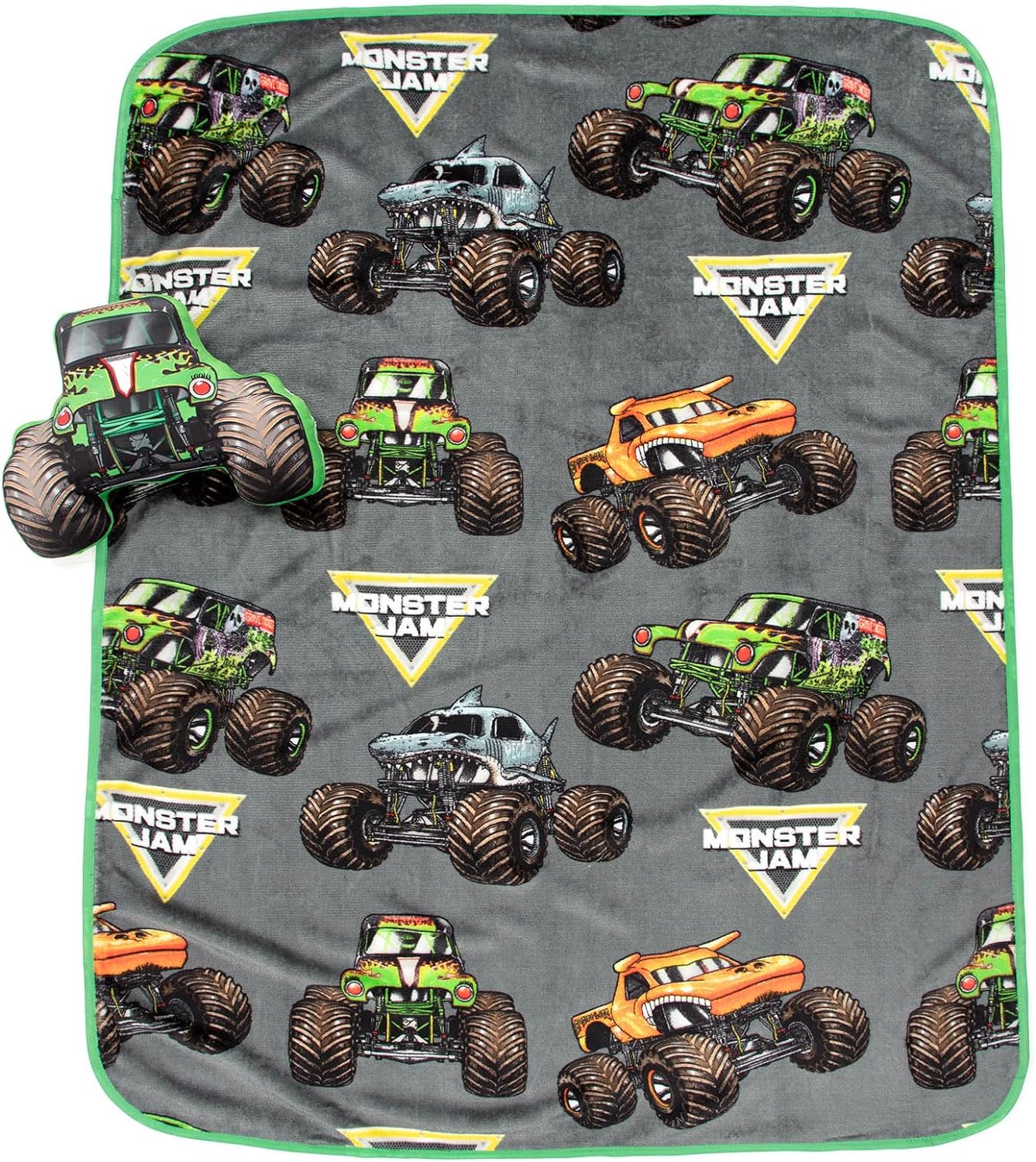 Jay Franco Monster Jam Grave Digger Throw Blanket Pillow Set