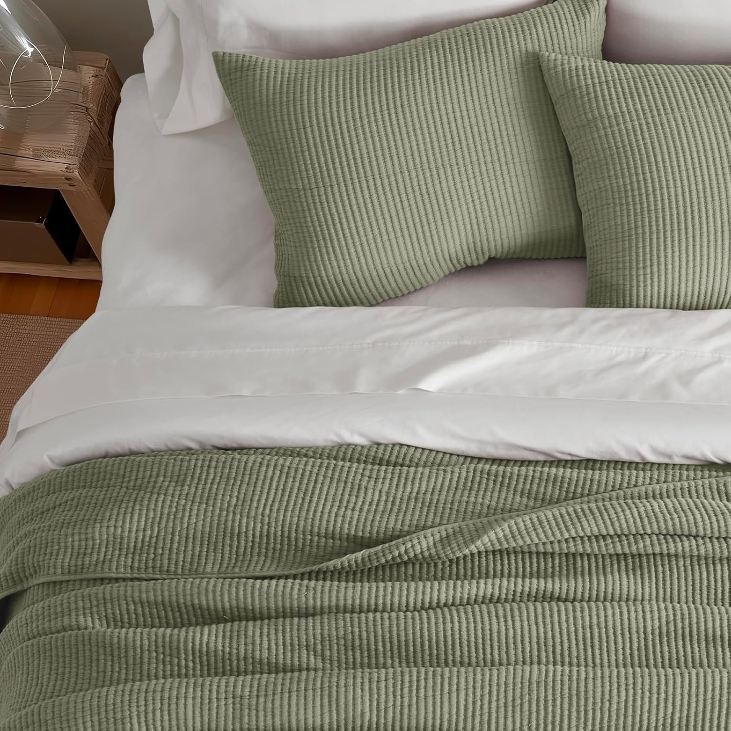 EVERGRACEHOME Cotton Coverlet Set King Size 3 Pieces