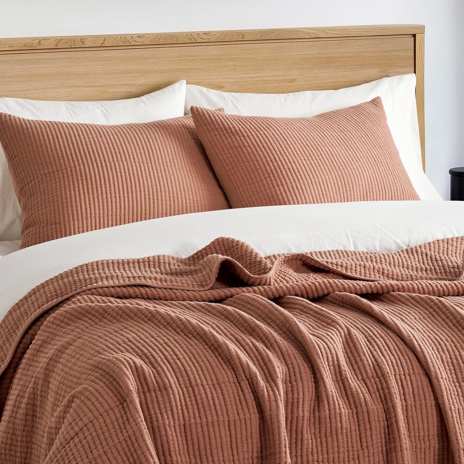 EVERGRACE Cotton Coverlet Set King Size 3 Pieces