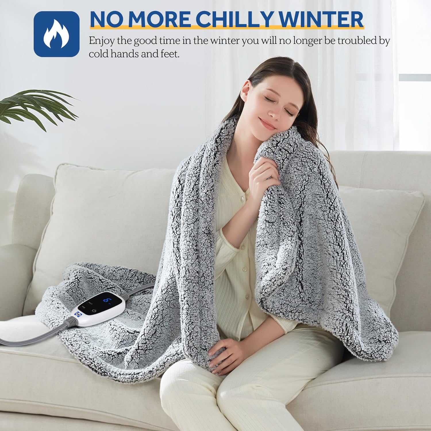 Sealy Heated Throw Blanket 50x60 with 6 Heating Levels