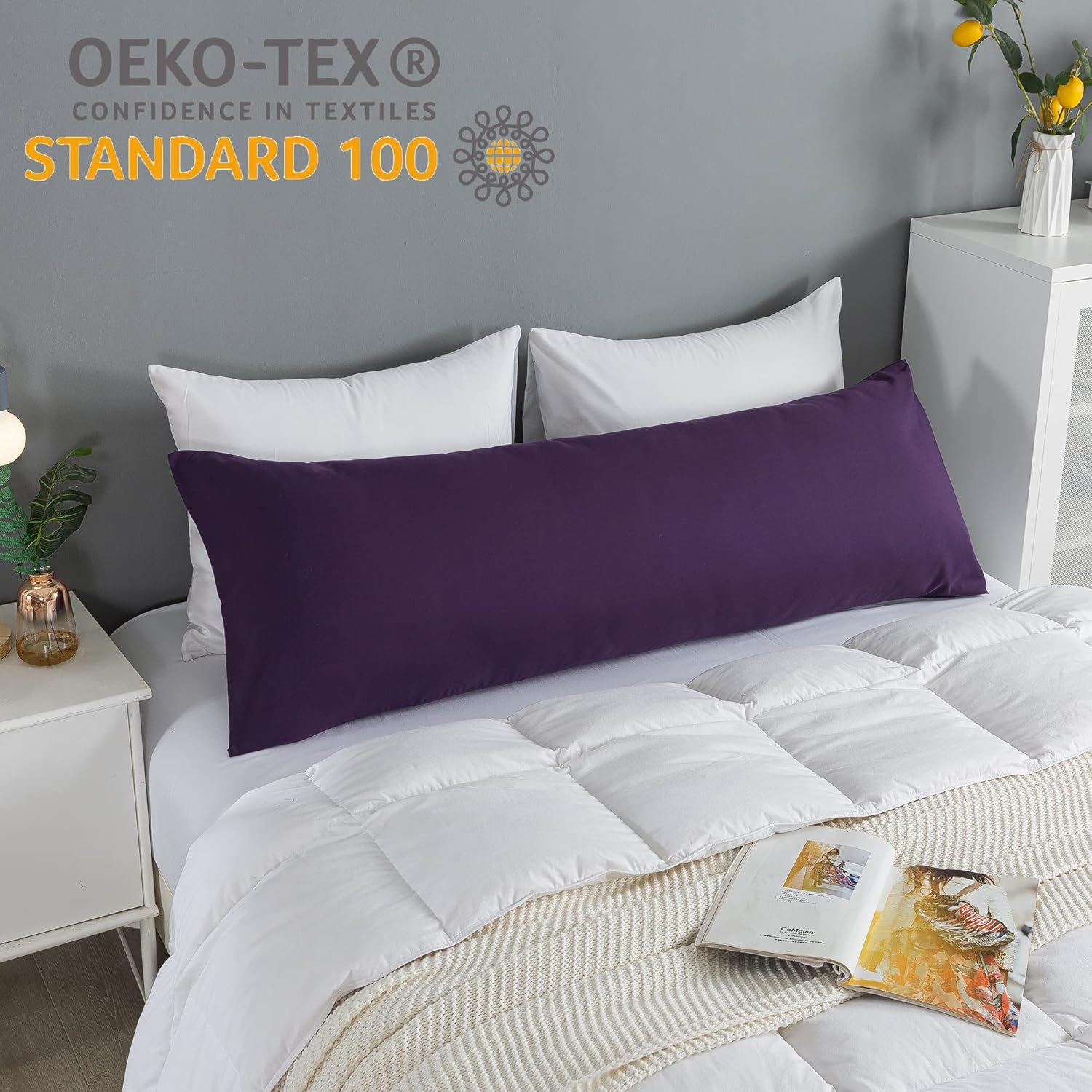 ELNIDO QUEEN Body Pillow - 20x54 Inches Purple