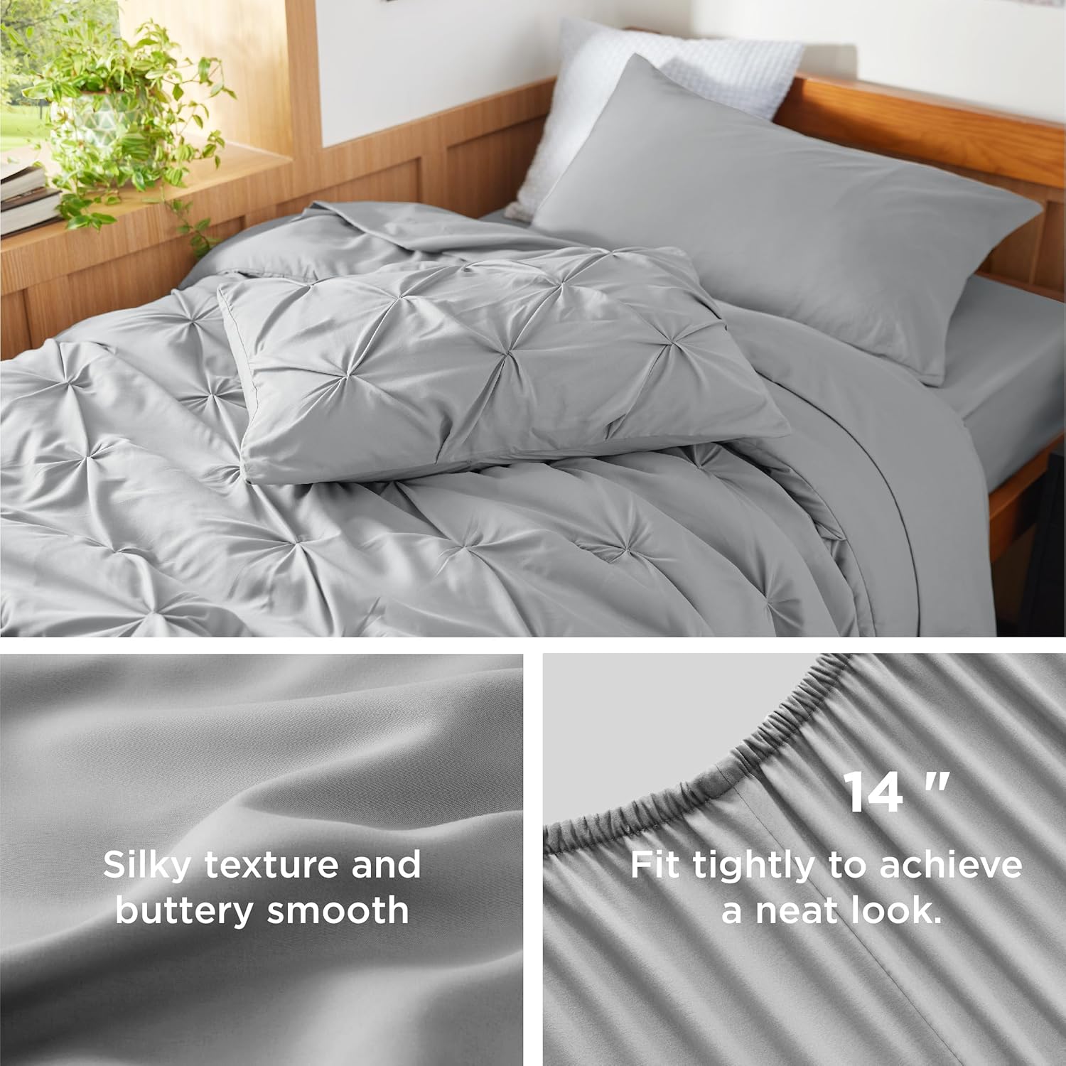 Bedsure Twin XL Comforter Set - 5 Piece Gray Bed in a Bag