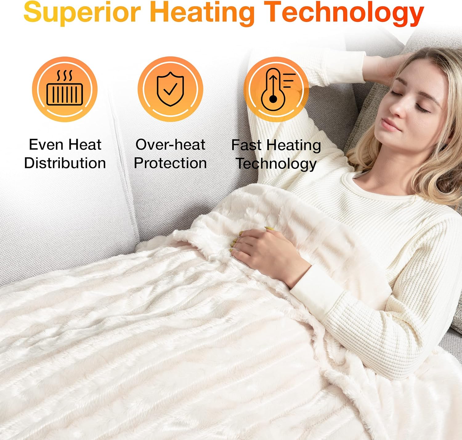 WOOMER Electric Heated Throw Blanket with 4 Heating Levels 1