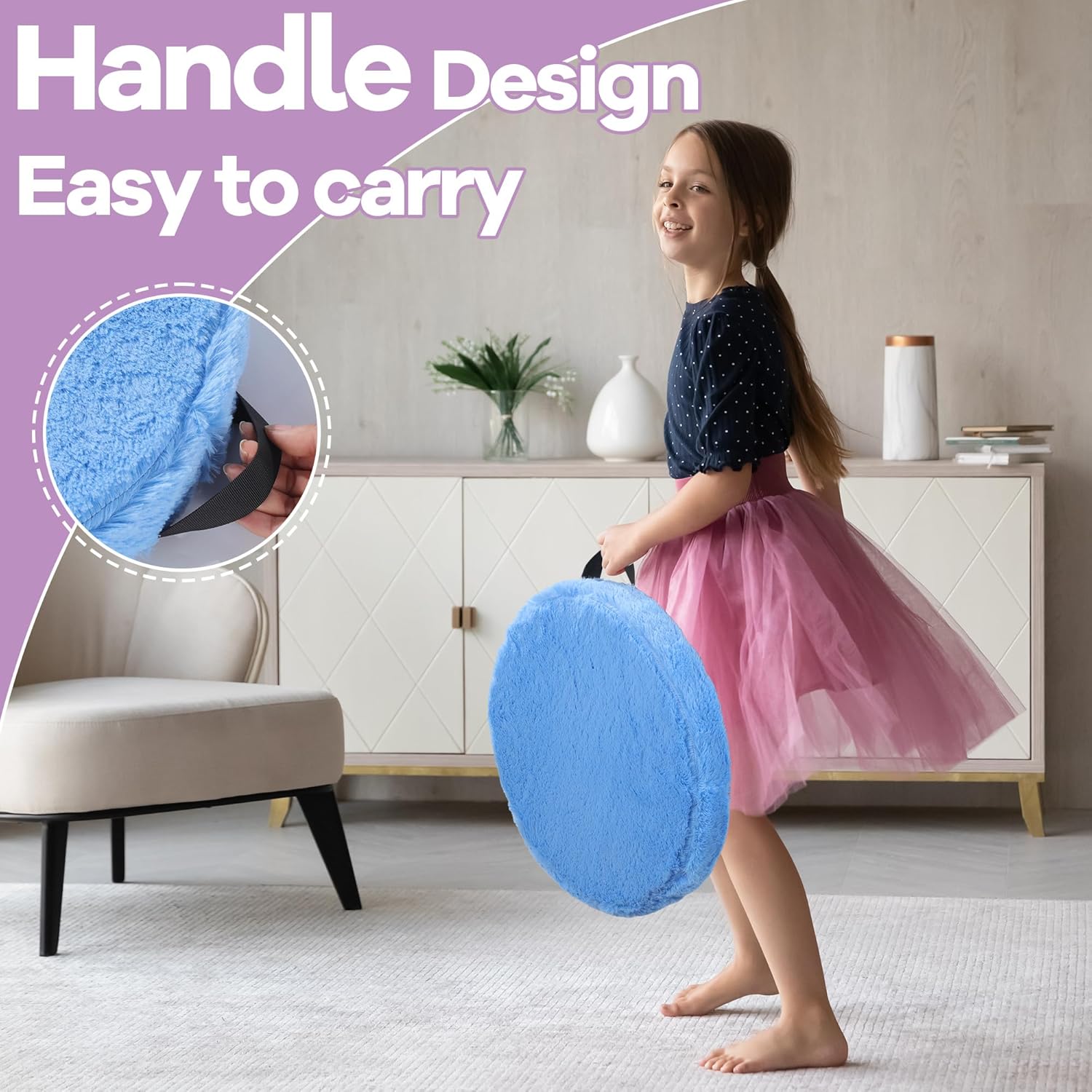 HOMBYS 6-Piece Furry Floor Cushion for Kids and Toddlers
