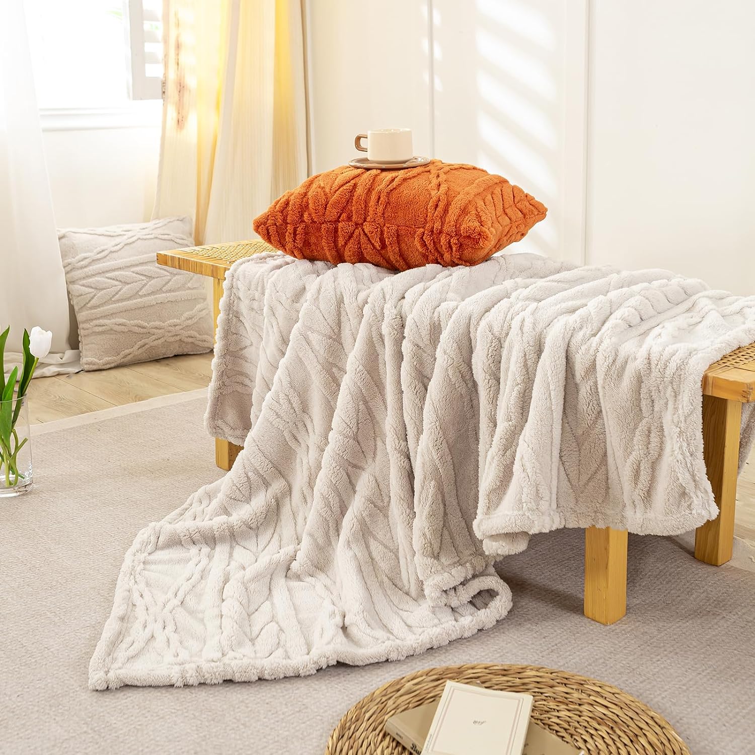 YUSOKI Sherpa Throw Blanket - 3D Stylish Design 50x65 Inches