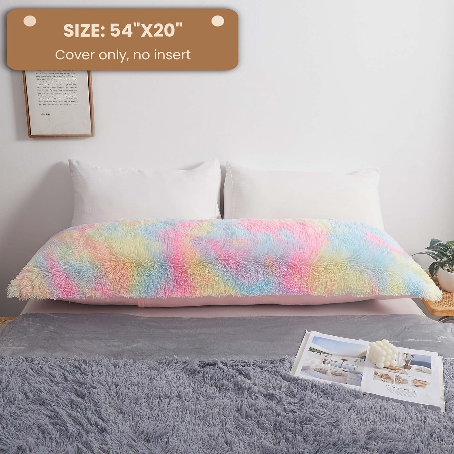MEGO Rainbow Print Fluffy Body Pillow Cover