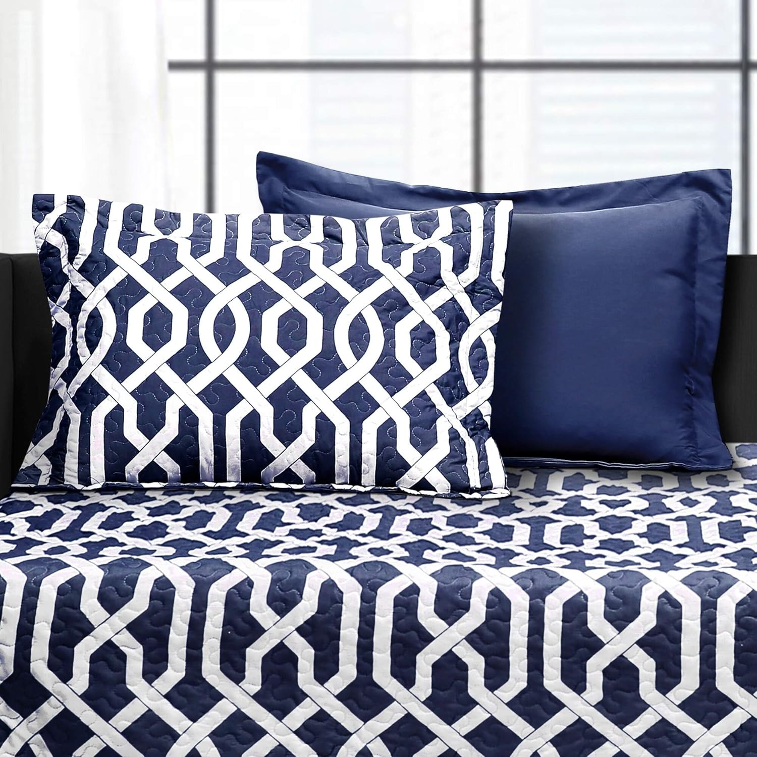 Lush Decor Navy White Trellis Daybed Cover Set 6 Piece