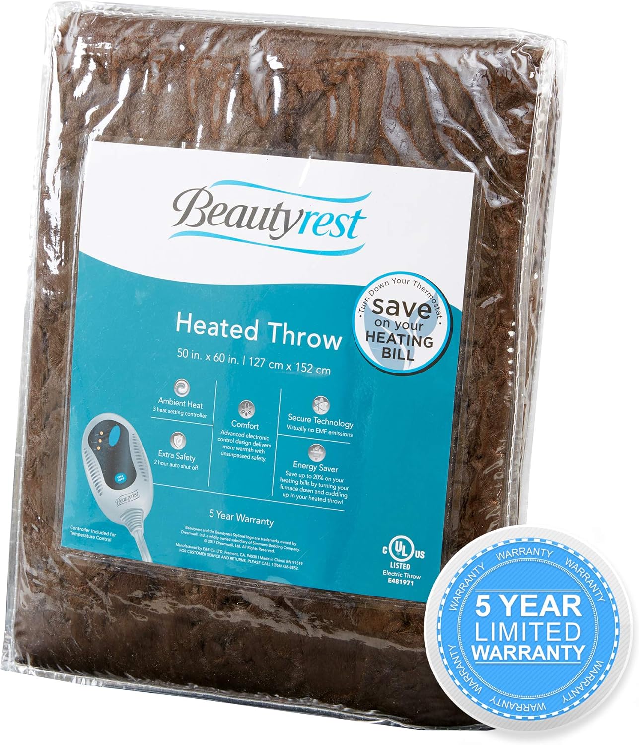 Beautyrest Heated Throw Blanket with Ogee Pattern