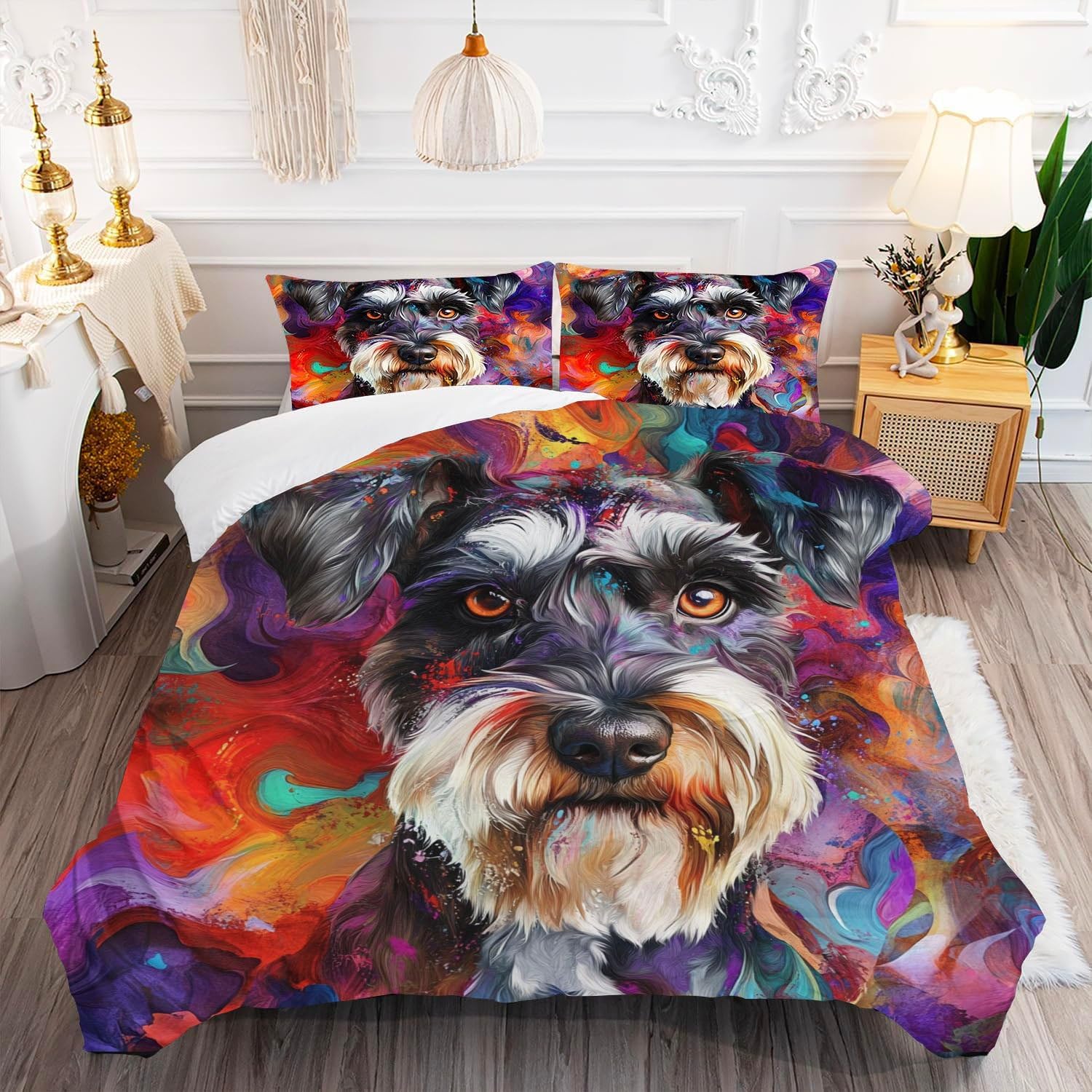 Custom 3D Print Dog Duvet Cover Set for Kids