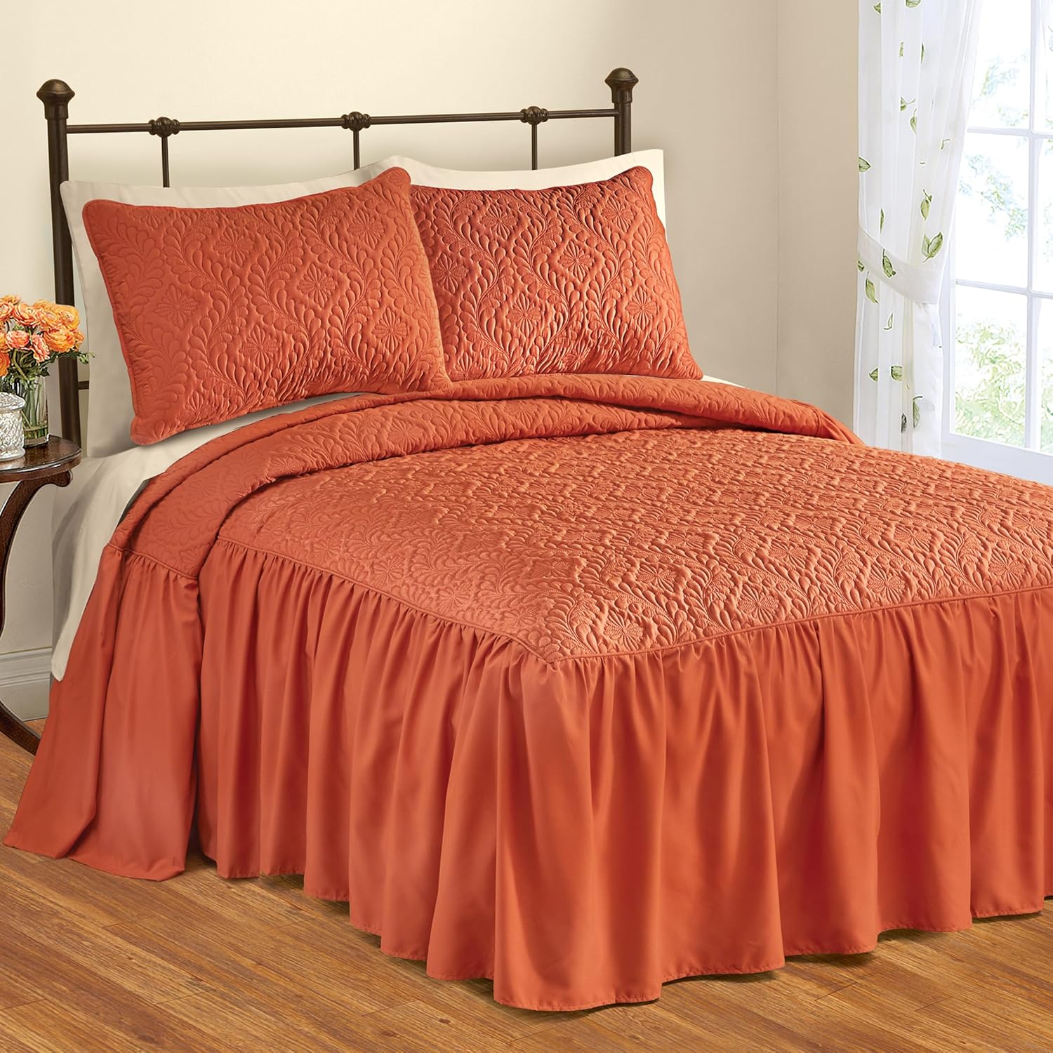 Collections Etc Elegant Clara Textured Ruffle Bedspread