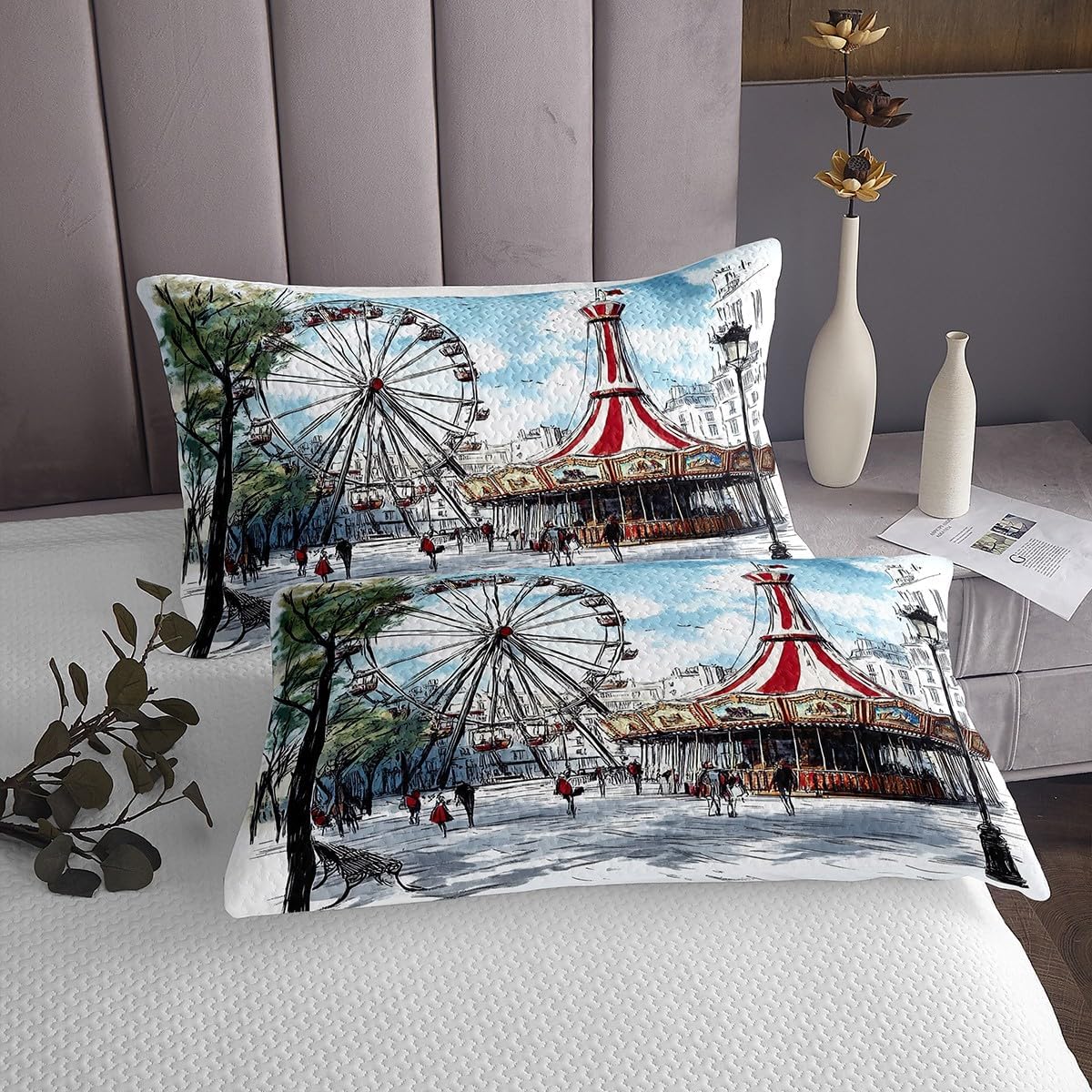 Erosebridal Retro Carousel Bedspread Set for Kids