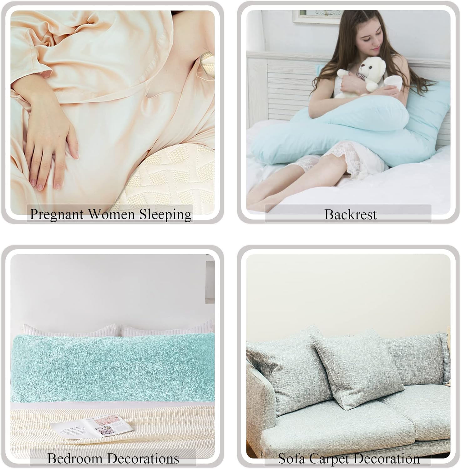 ROLJZTY Body Pillow Cover with Zipper - Aqua Blue