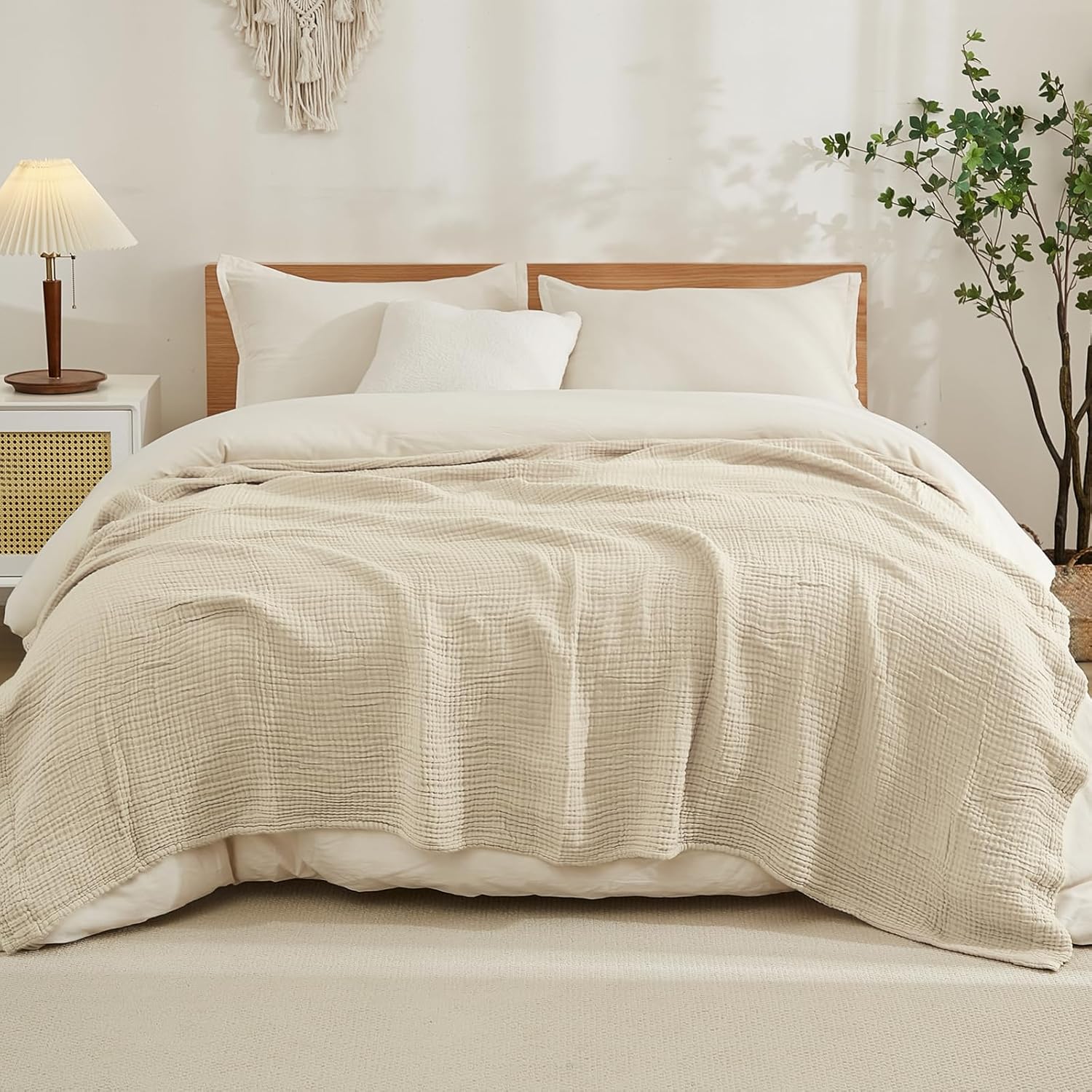 EMME Queen Size Cotton Blanket 90x90 Lightweight Breathable