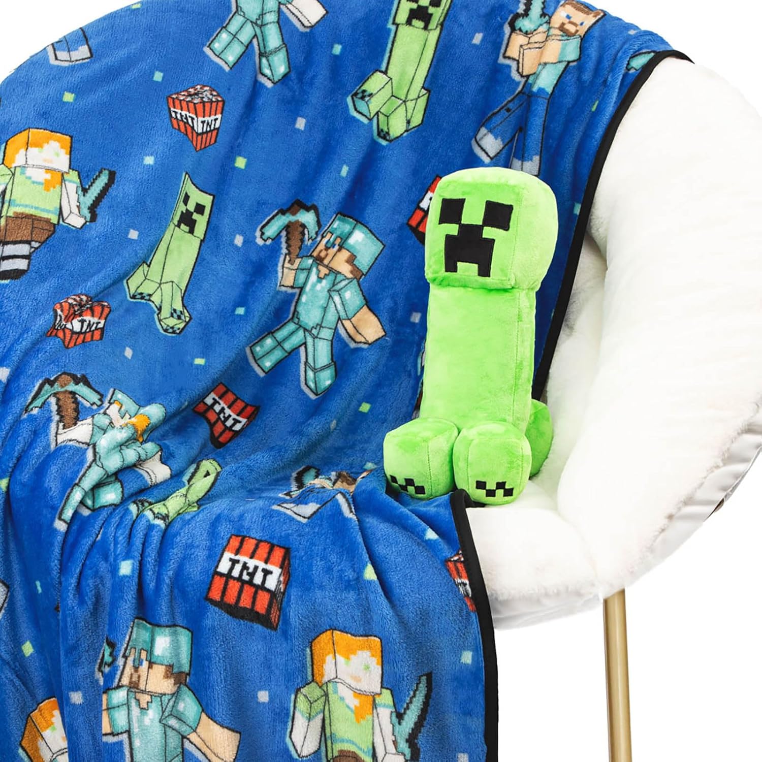 Jay Franco Minecraft Creeper Plush Pillow Throw Blanket Set