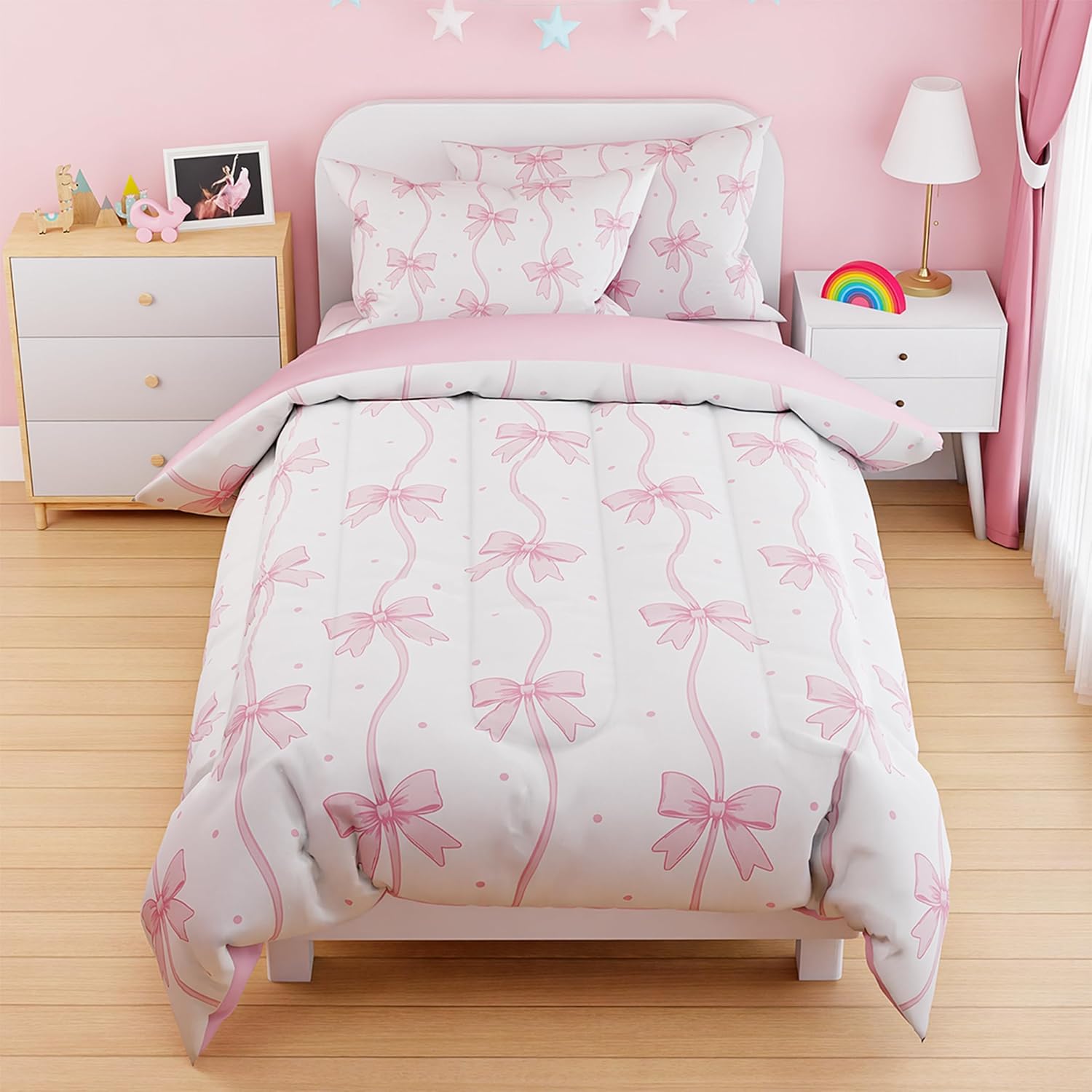 SANDJEST Duvet Cover Set Twin Size Kids Girls Playful Design