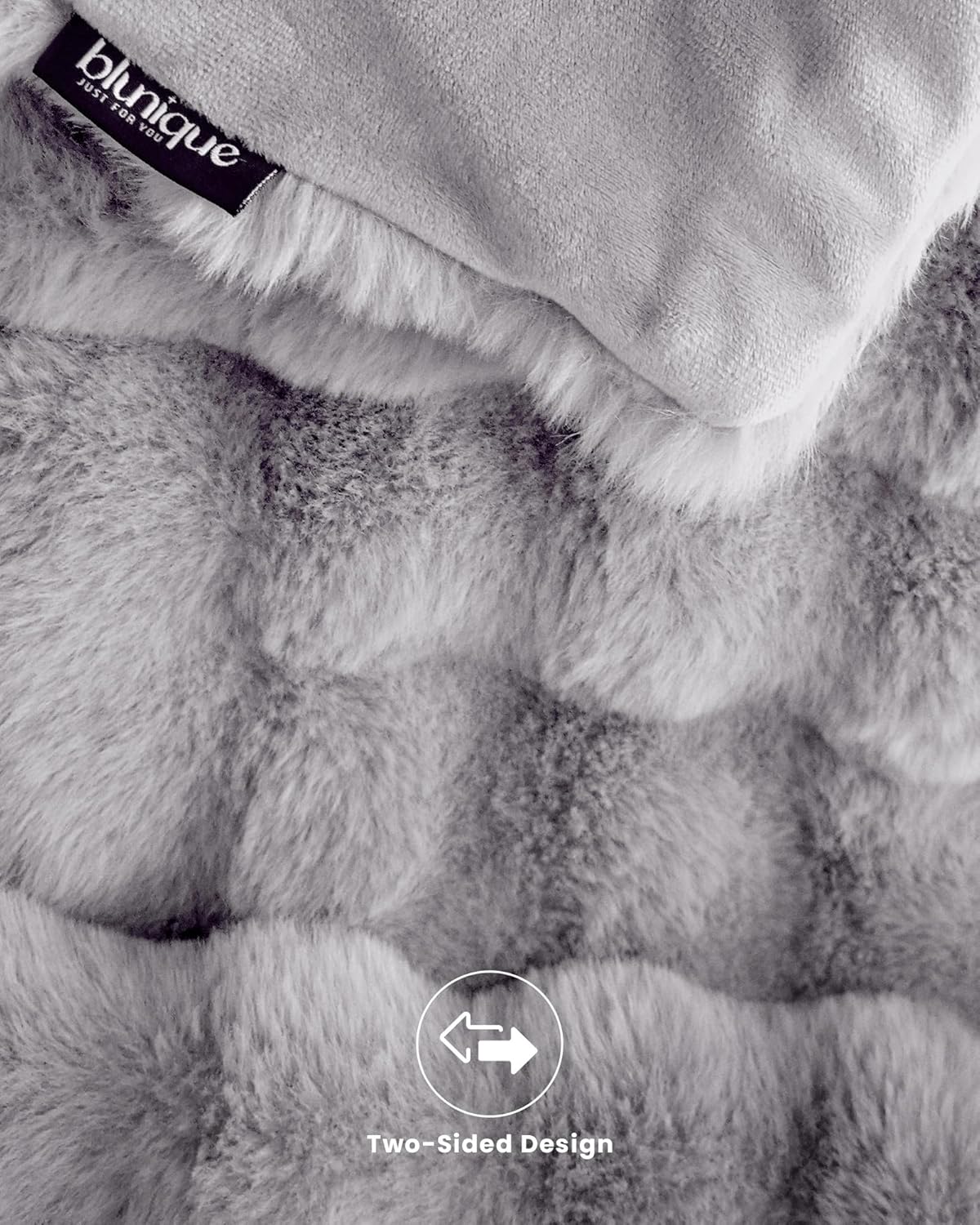 Ultra Soft Cozy Faux Fur Throw Blanket - 50x60 Inches Light Grey