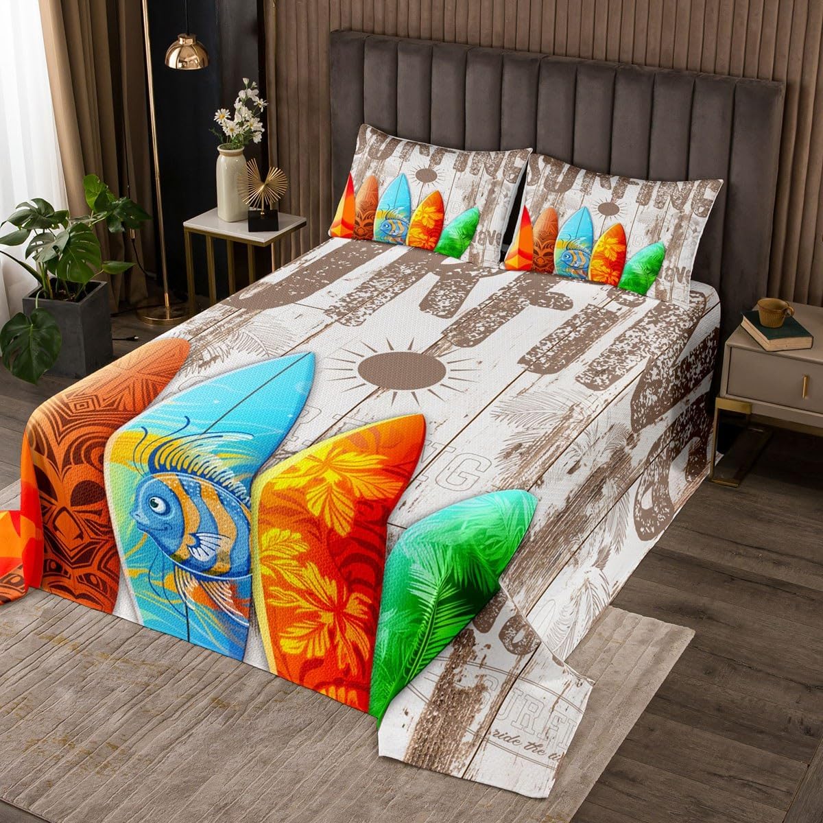Homewish Surfboard Coverlet Set Queen Size 1