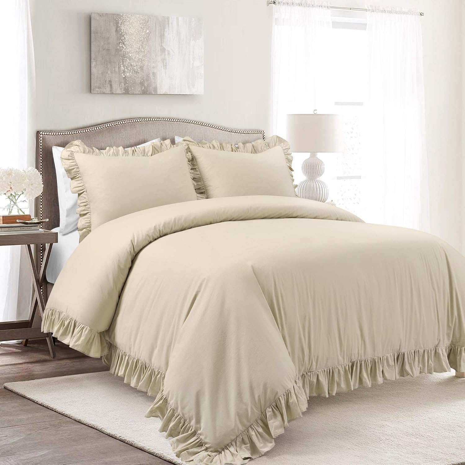 Lush Decor Reyna Ruffle Blanket King Size Wheat